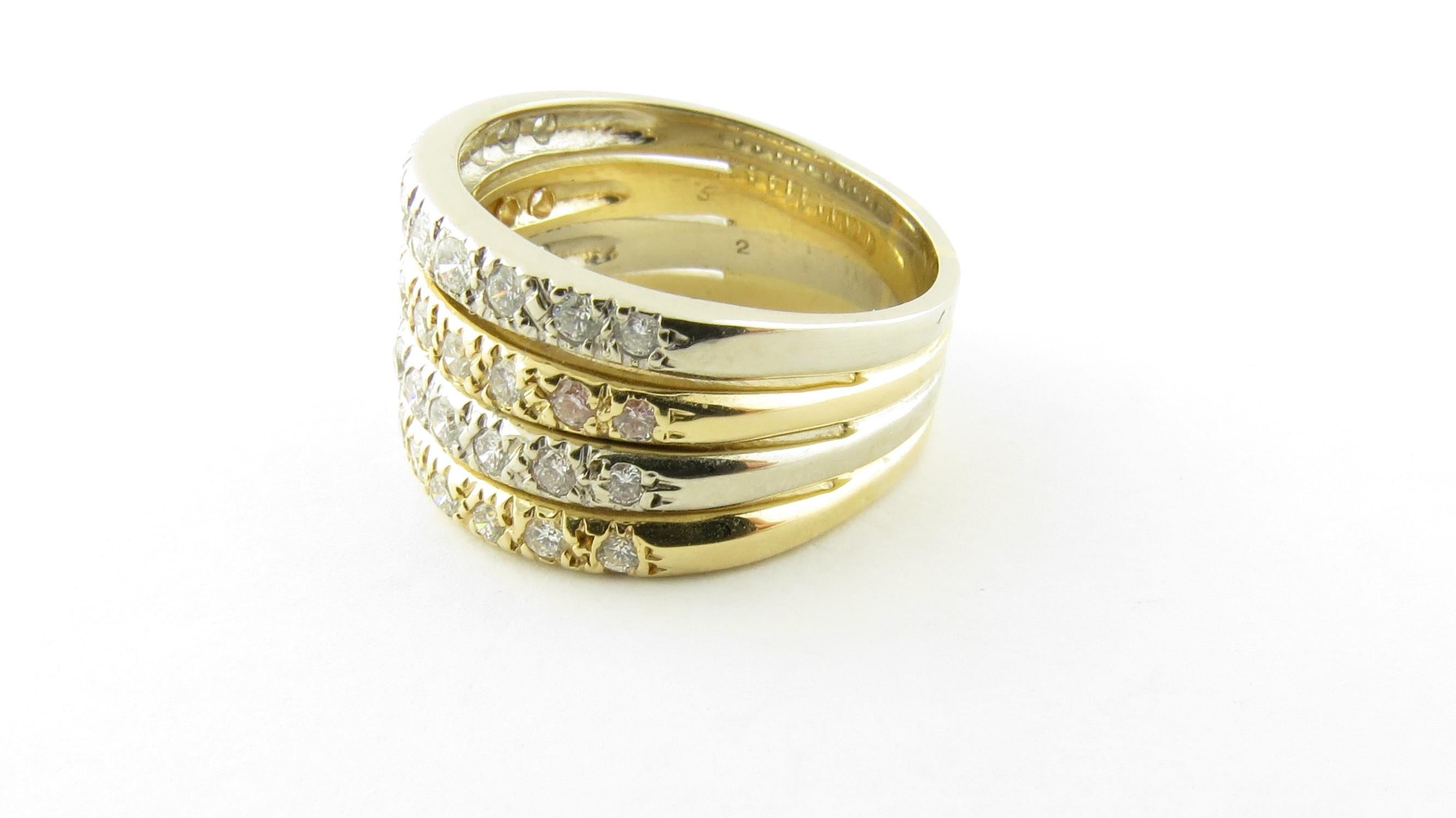 Anillo de diamantes vintage de oro amarillo y blanco de 14 quilates #4372 Corte redondo en venta