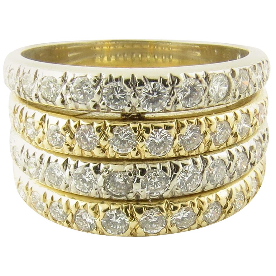 Anillo de diamantes vintage de oro amarillo y blanco de 14 quilates #4372 en venta