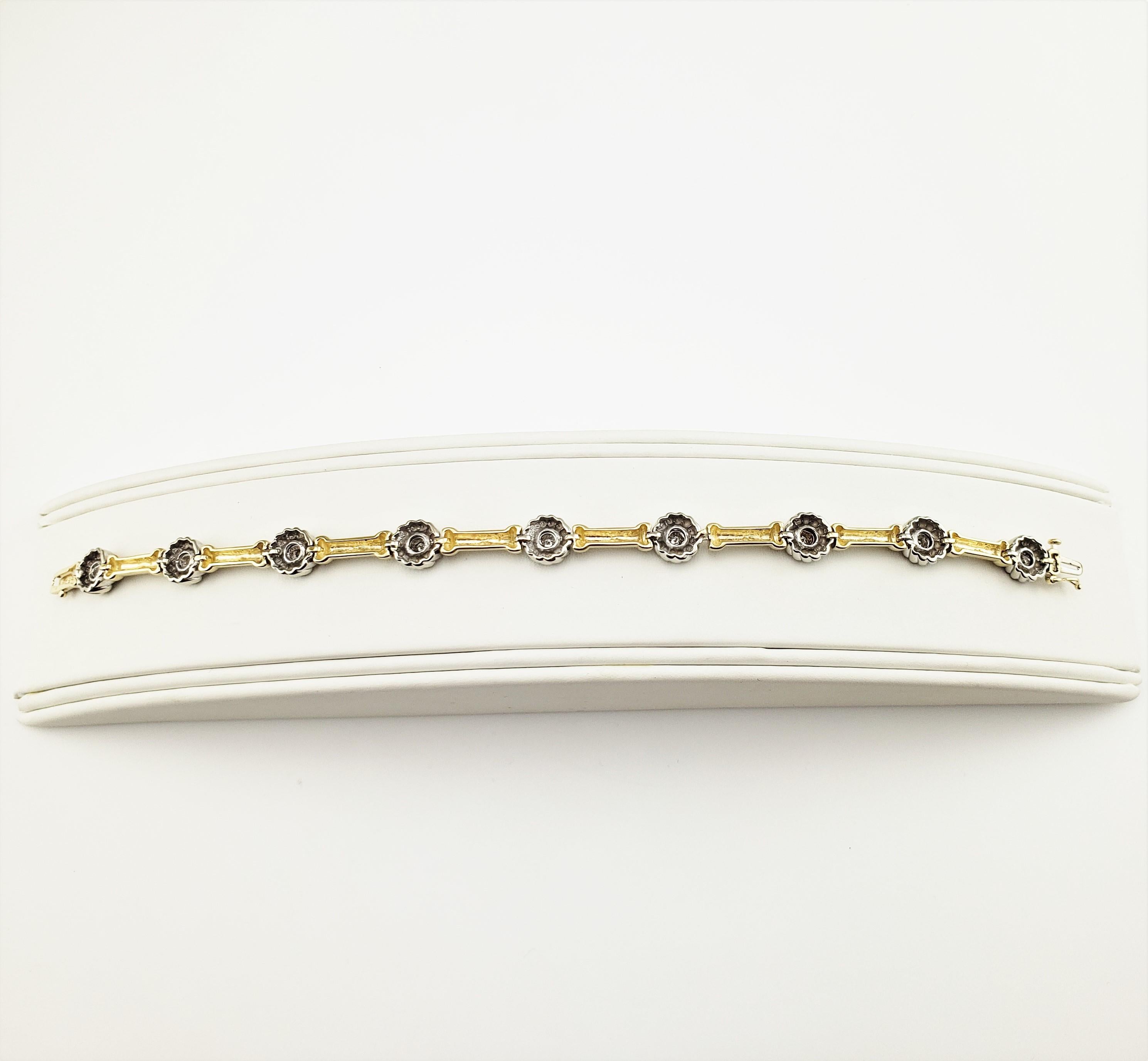 Vintage 14 Karat Yellow and White Gold Diamond Bracelet In Good Condition In Washington Depot, CT