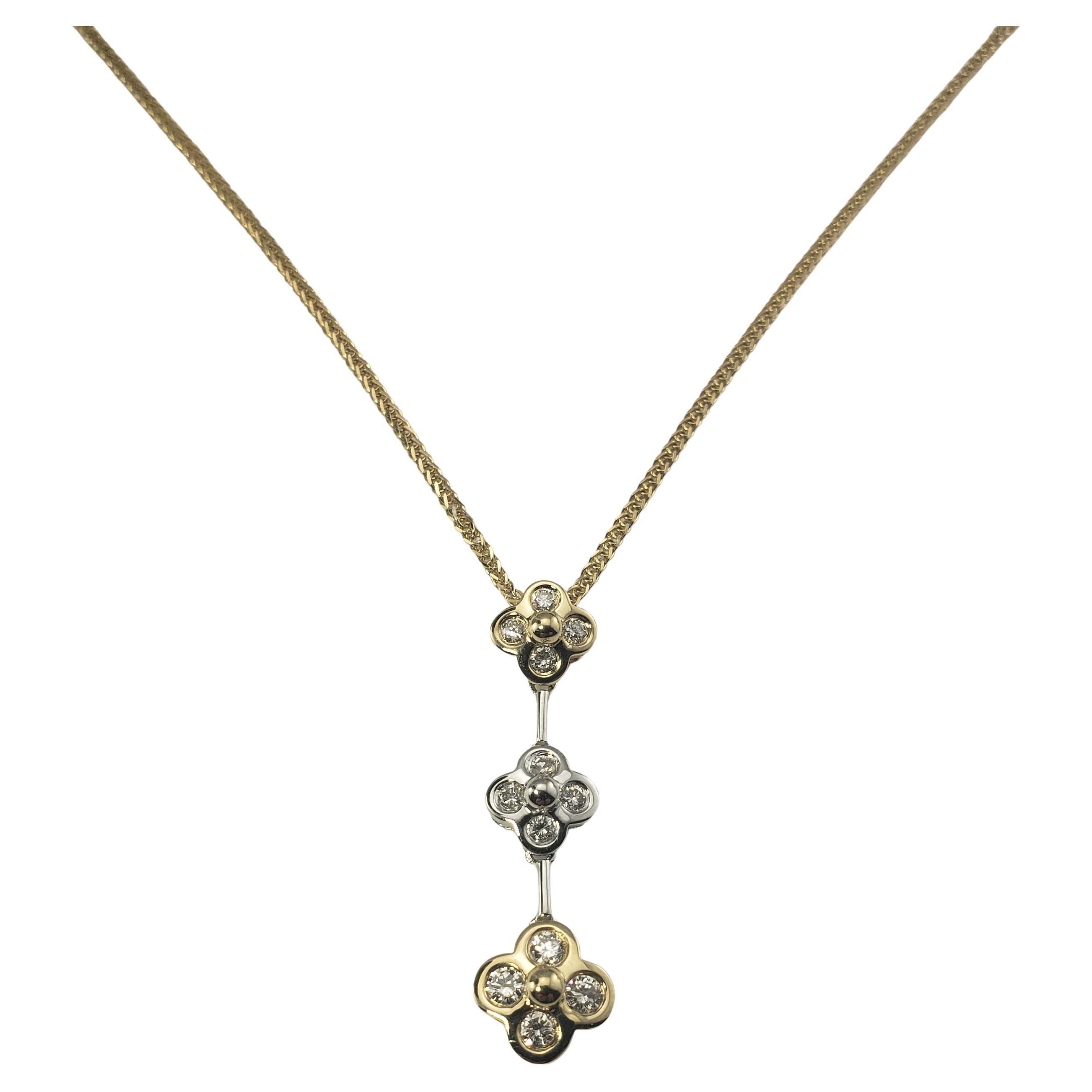 14 Karat Gelb- und Weißgold Diamant-Blumen-Halskette