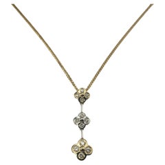 Vintage 14 Karat Yellow and White Gold Diamond Flower Necklace