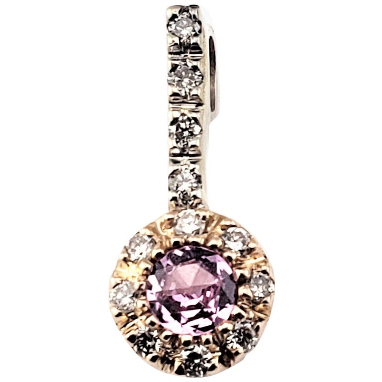 Vintage 14 Karat Yellow and White Gold Pink Sapphire and Diamond