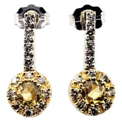 14 Karat Yellow and White Gold Natural Yellow Sapphire and Diamond Drop Earrings