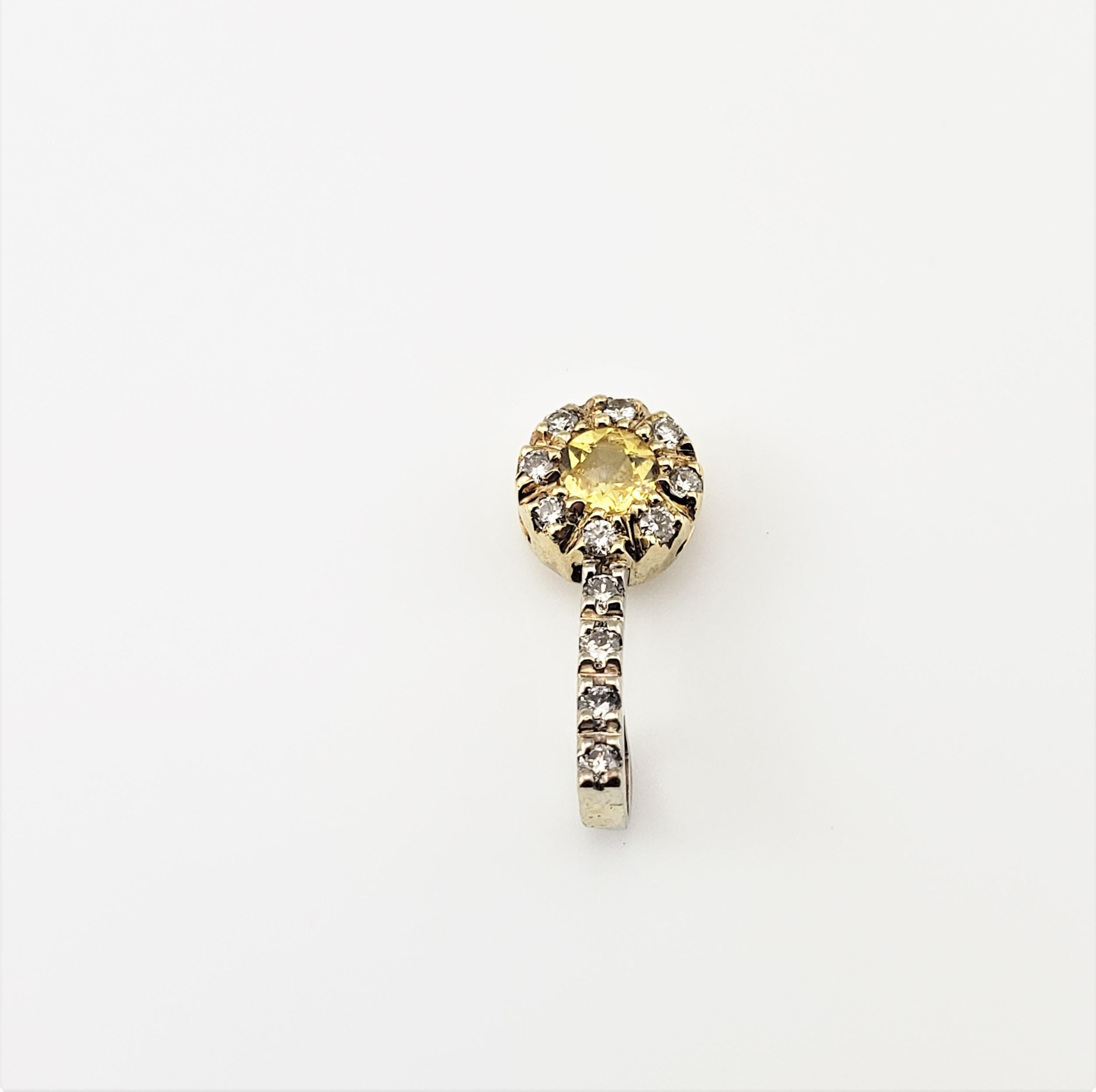 14 Karat Yellow and White Gold Yellow Sapphire and Diamond Pendant In Good Condition For Sale In Washington Depot, CT