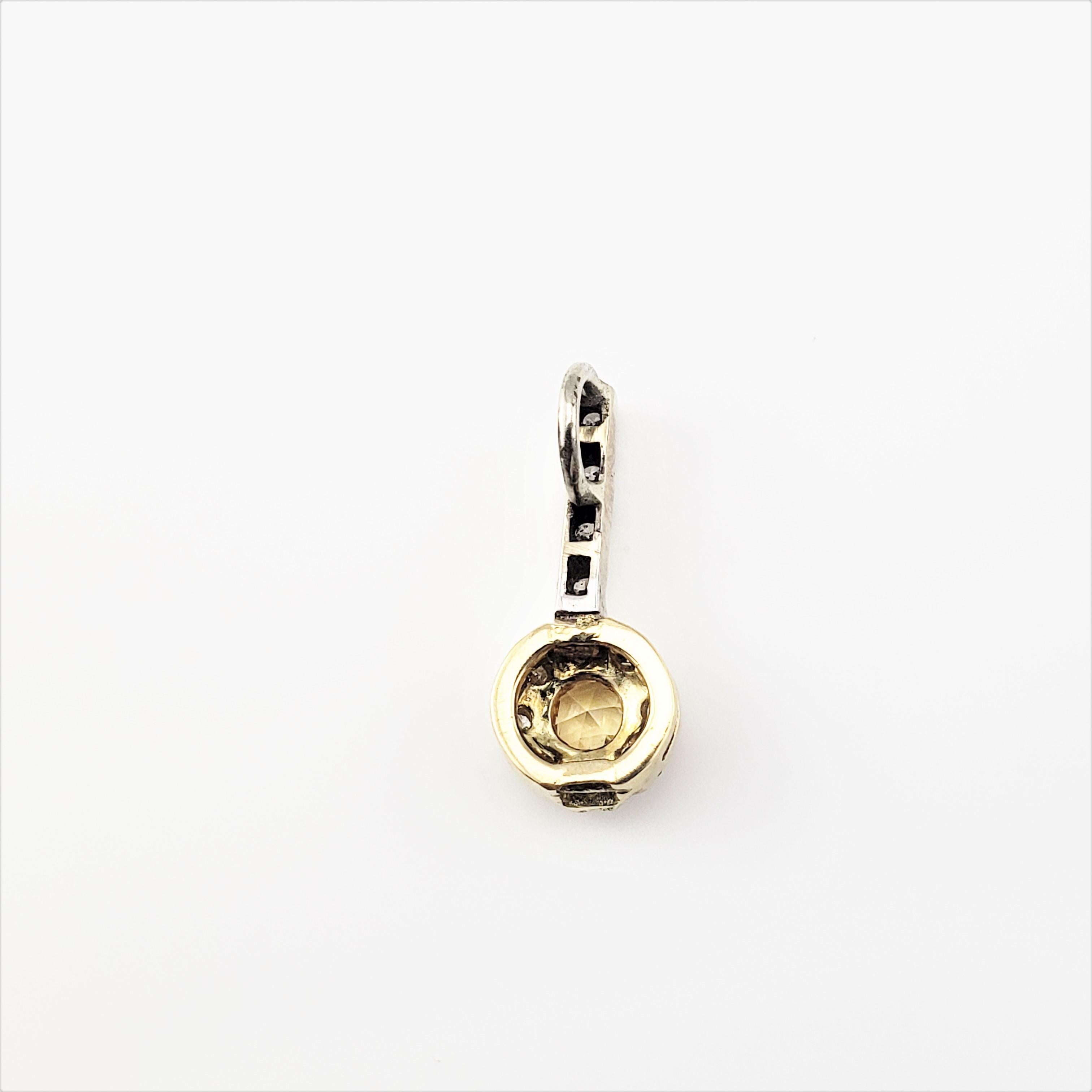 Men's 14 Karat Yellow and White Gold Yellow Sapphire and Diamond Pendant For Sale