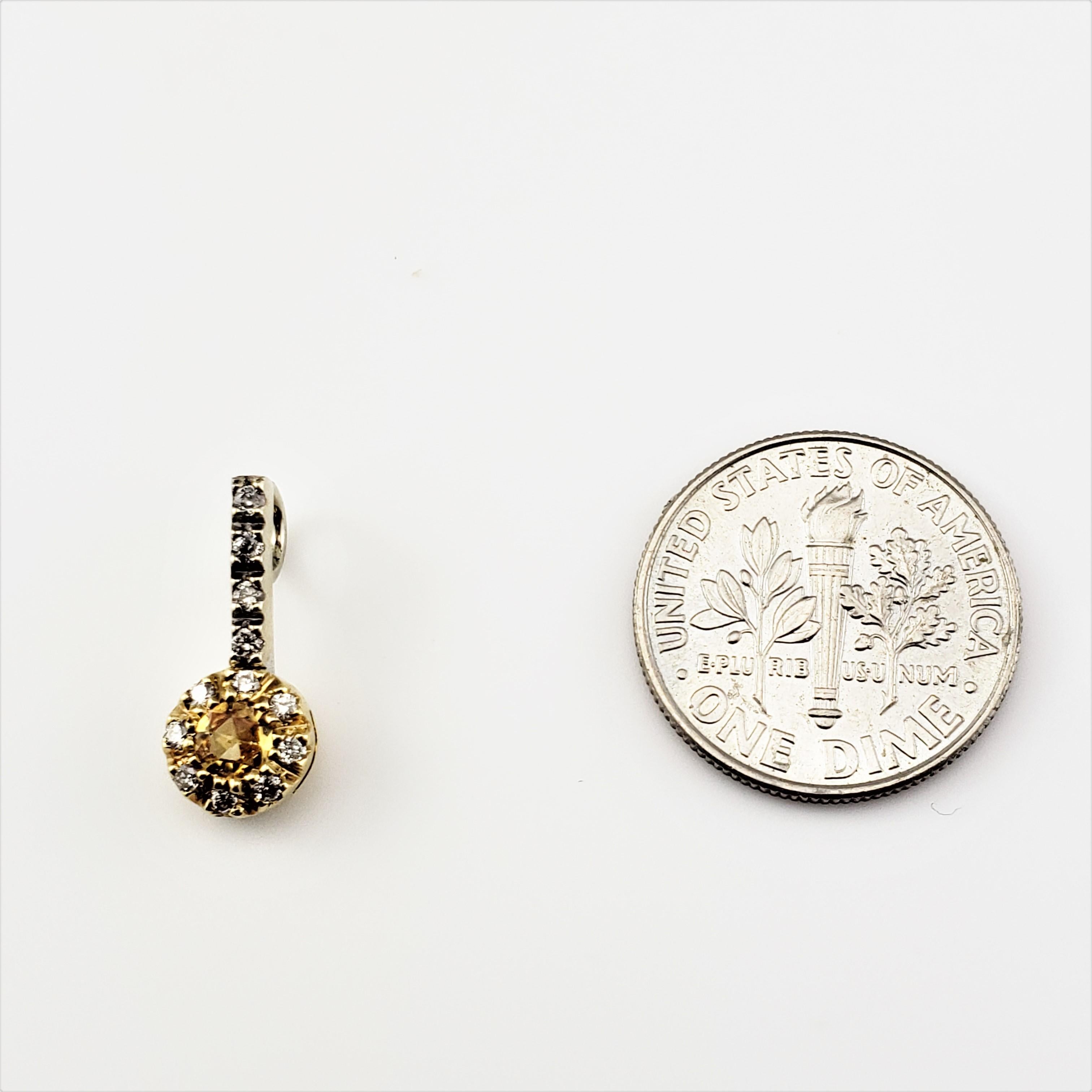 Colgante de Zafiro Amarillo y Diamante en Oro Amarillo y Blanco de 14 Kilates en venta 1