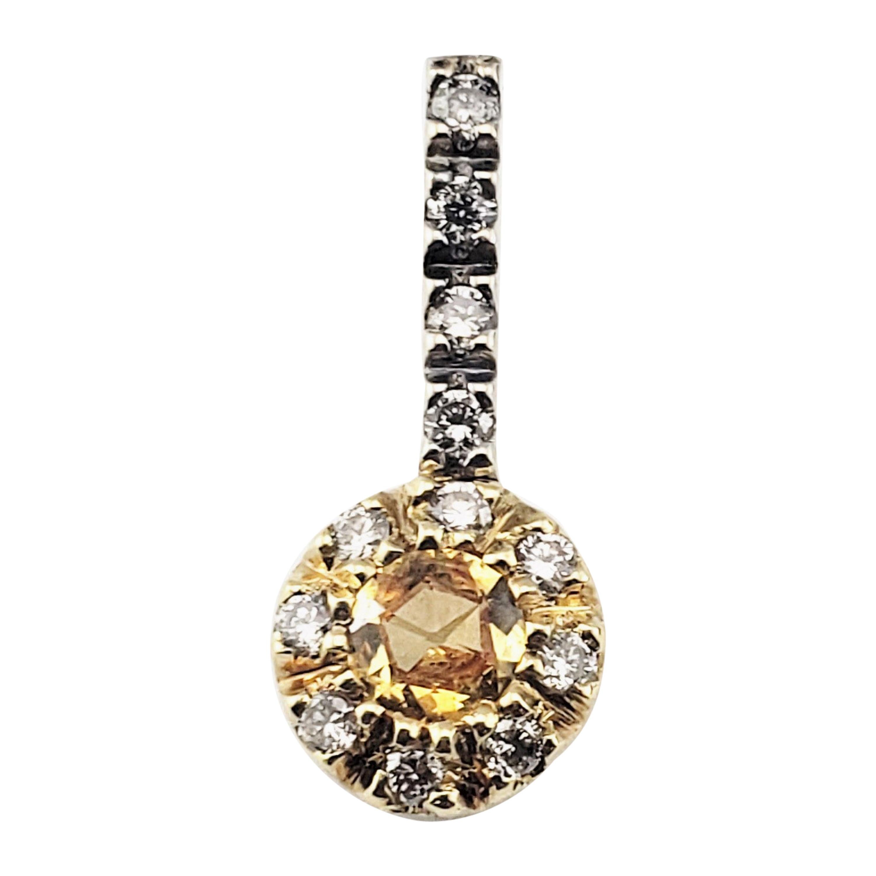 14 Karat Yellow and White Gold Yellow Sapphire and Diamond Pendant For Sale
