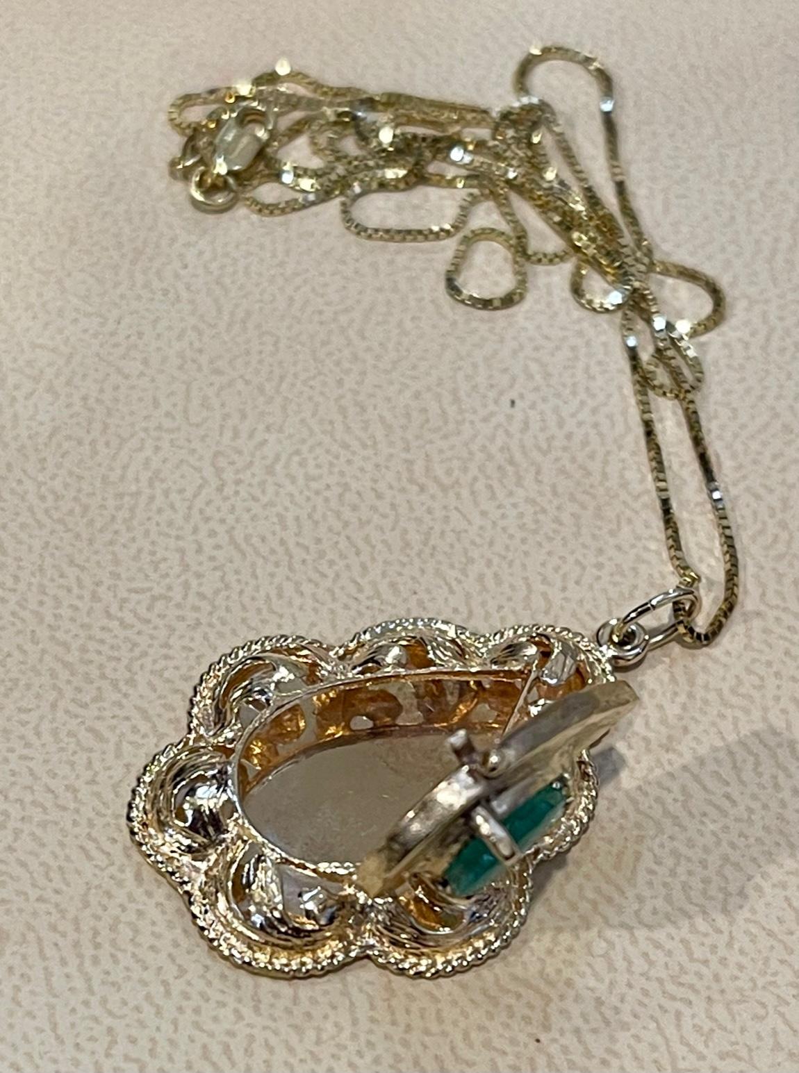 Vintage 14 Karat Yellow Gold 10.5 Gm Chain with Locket and Natural Emerald For Sale 7