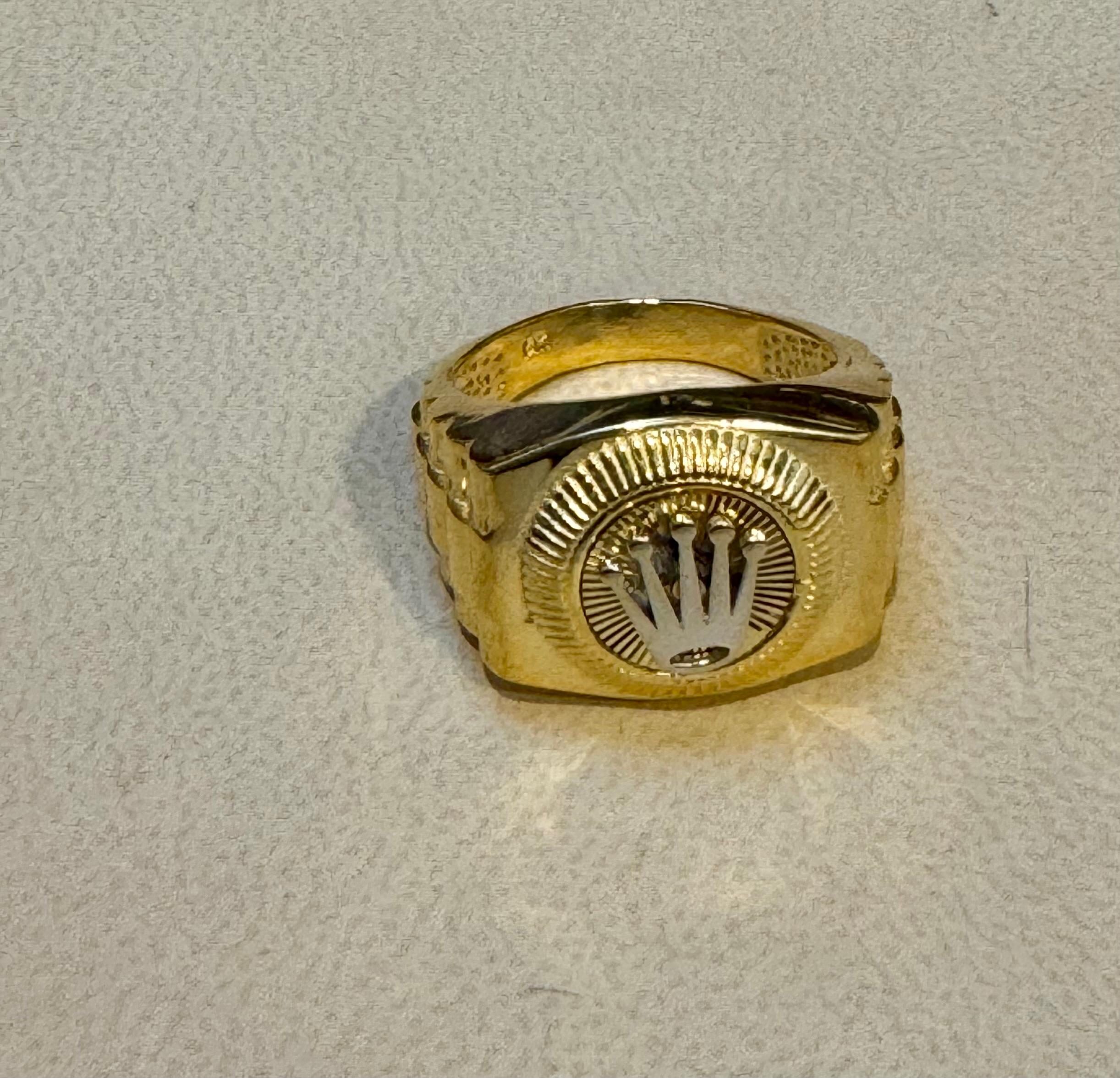 Men's Vintage 14 Karat  Yellow Gold 10.5 Gm  Rolex Look Design Ring Size 8.5