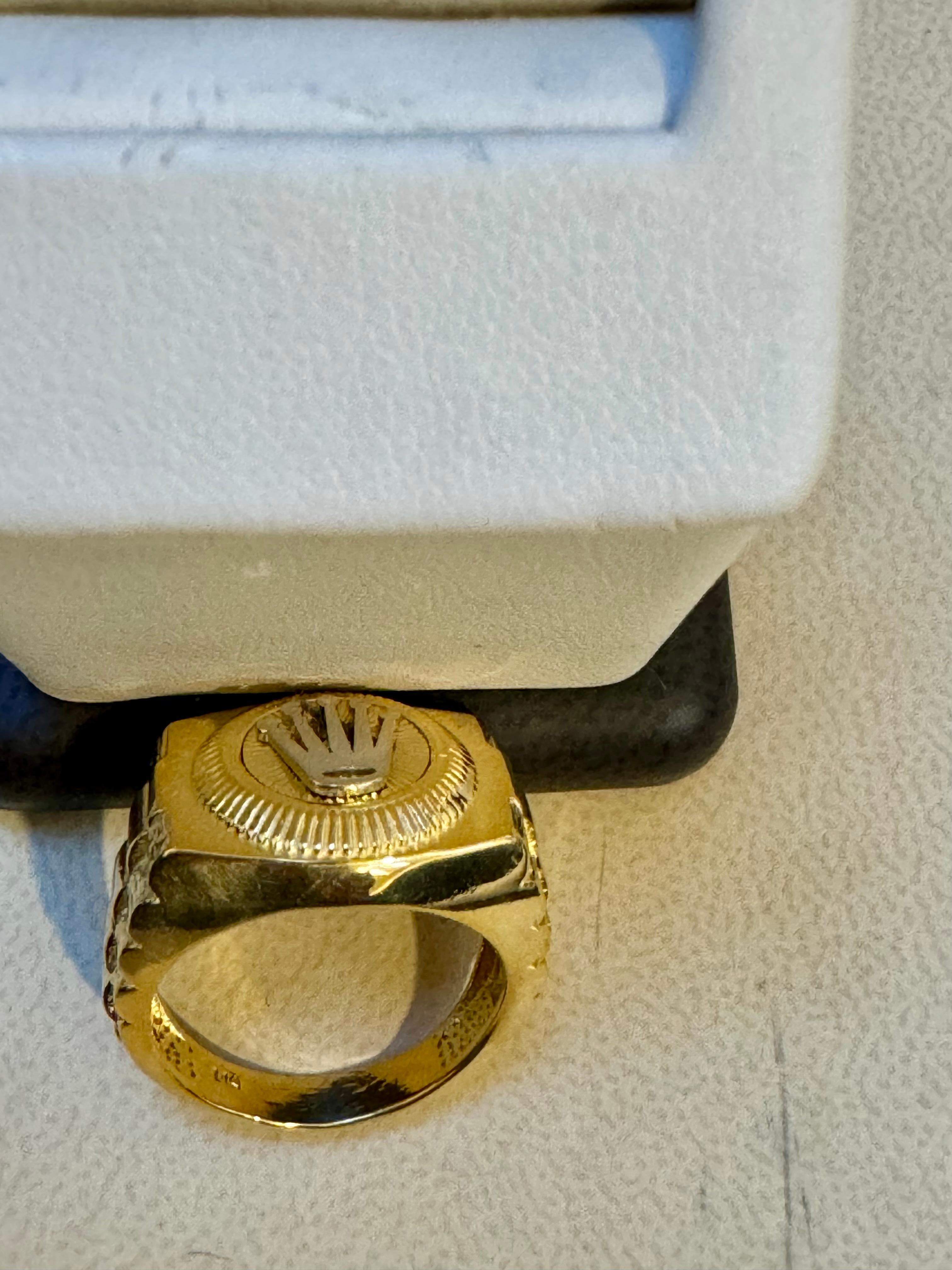 Vintage 14 Karat  Yellow Gold 10.5 Gm  Rolex Look Design Ring Size 8.5 1