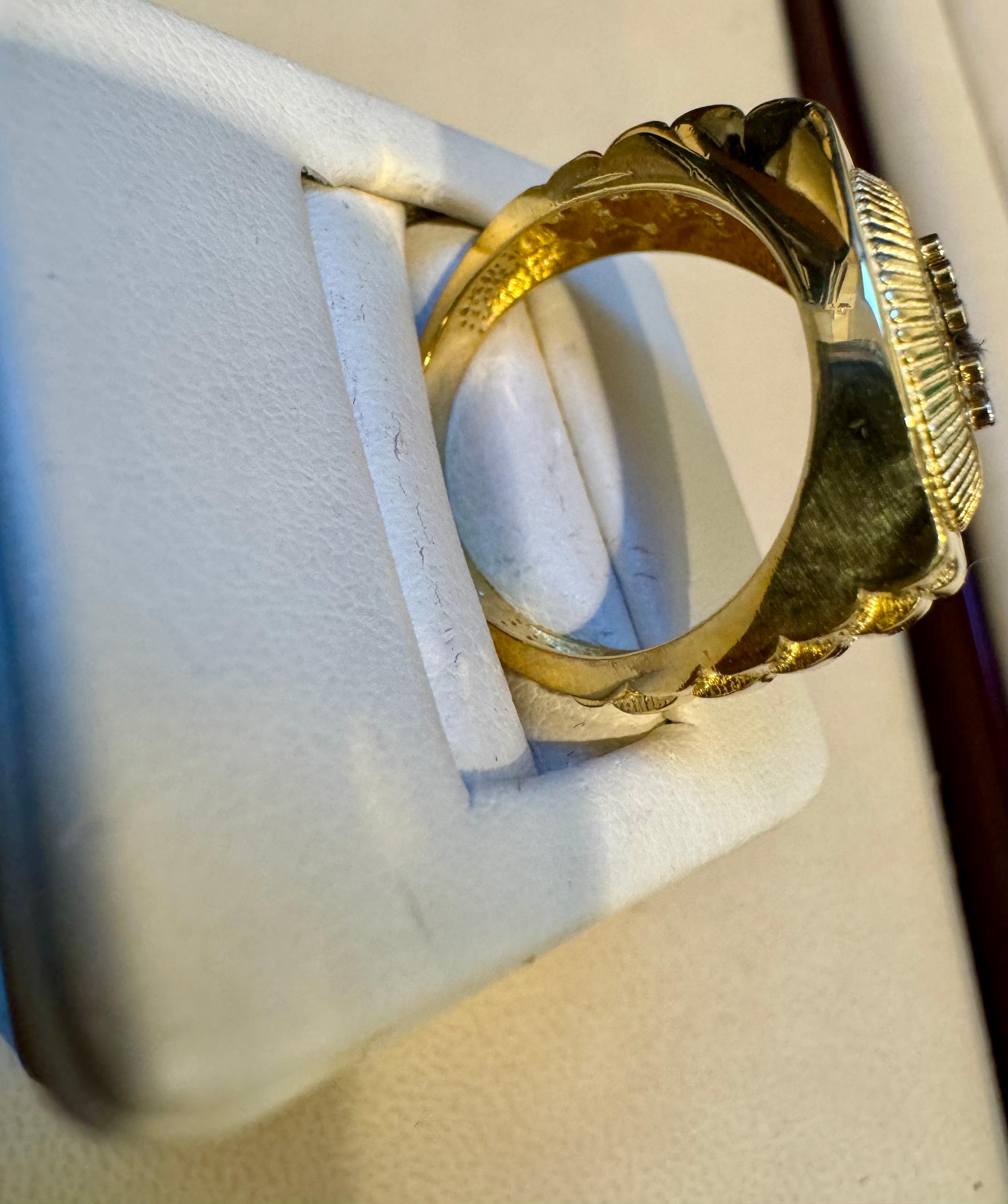 Vintage 14 Karat  Yellow Gold 10.5 Gm  Rolex Look Design Ring Size 8.5 2