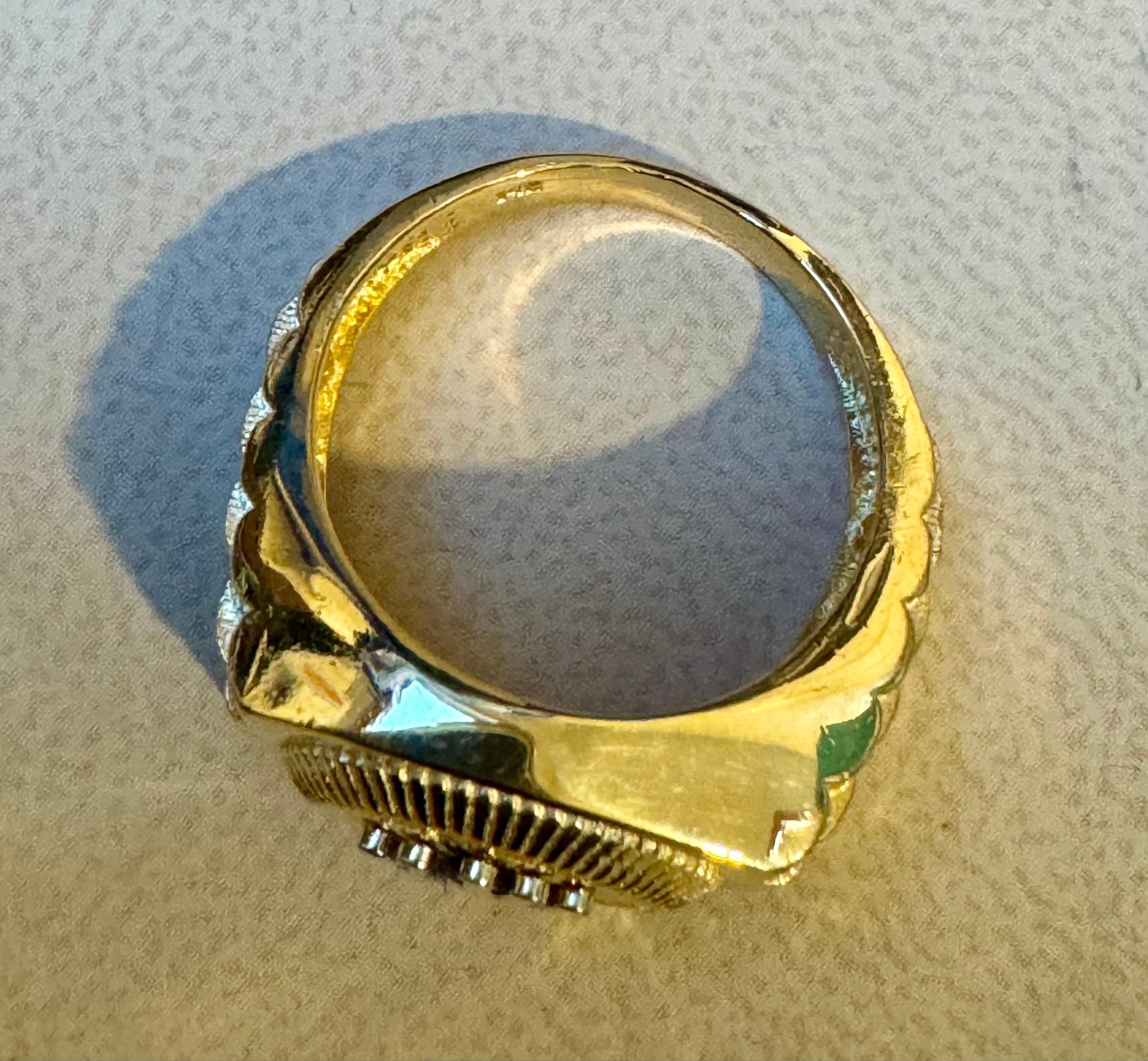 Vintage 14 Karat  Yellow Gold 10.5 Gm  Rolex Look Design Ring Size 8.5 5