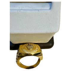 Vintage 14 Karat Vintage Gelbgold 10,5 Gramm Rolex Look Design Ring Größe 8,5