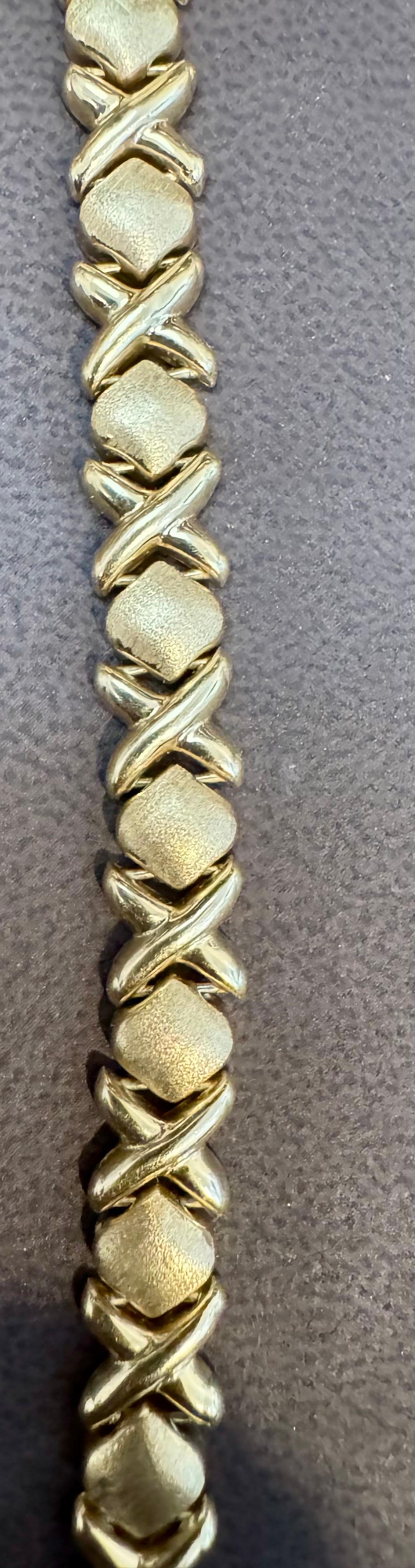 Vintage 14 Karat Yellow Gold 12 Gm X link Bracelet Unisex, 8 Inch Long For Sale 7
