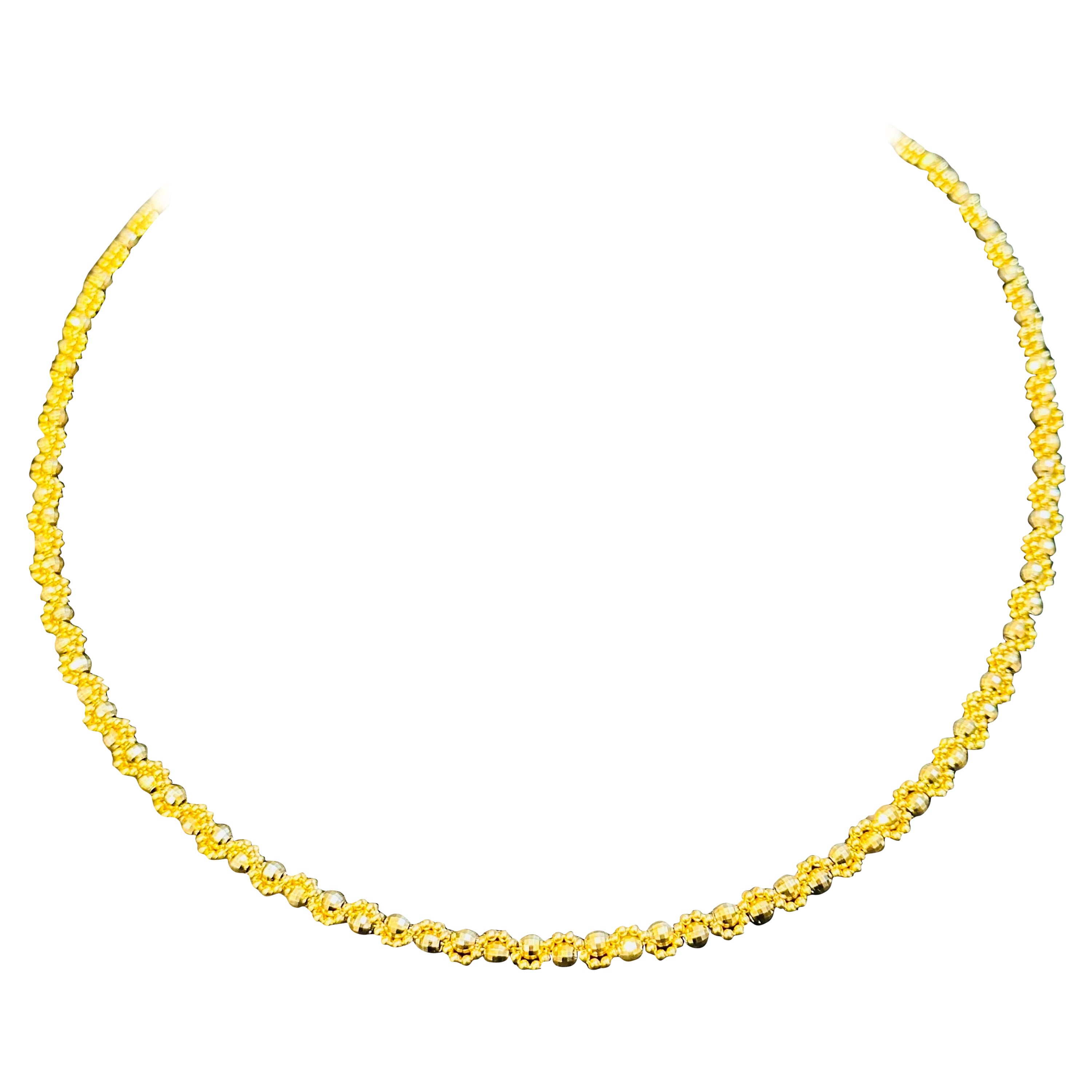 Oro amarillo de 14 quilates vintage de 13 gm, cadenas trenzadas con bolas entre ellas