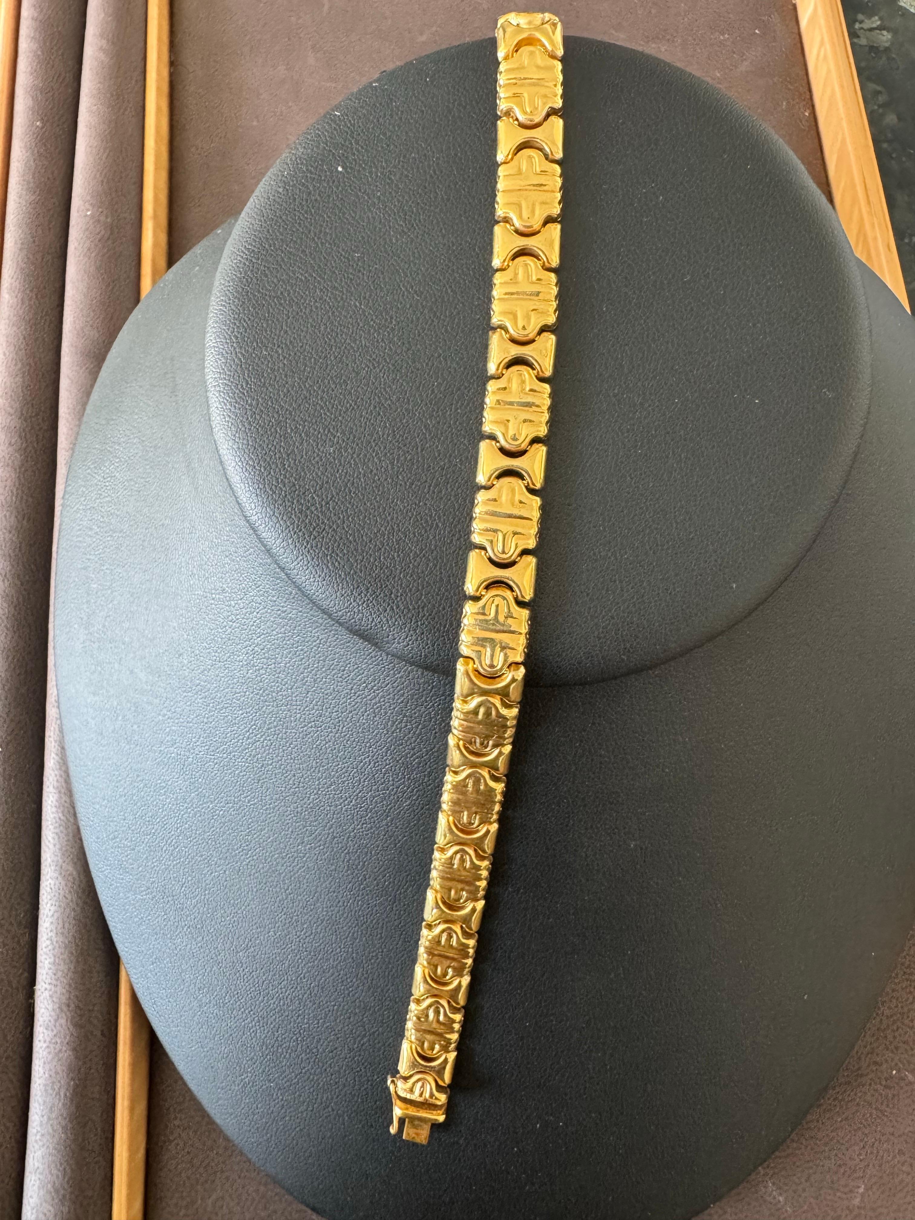 Vintage 14 Karat Yellow Gold 16.2Gm Parentesi link Bracelet Unisex, 7.5 