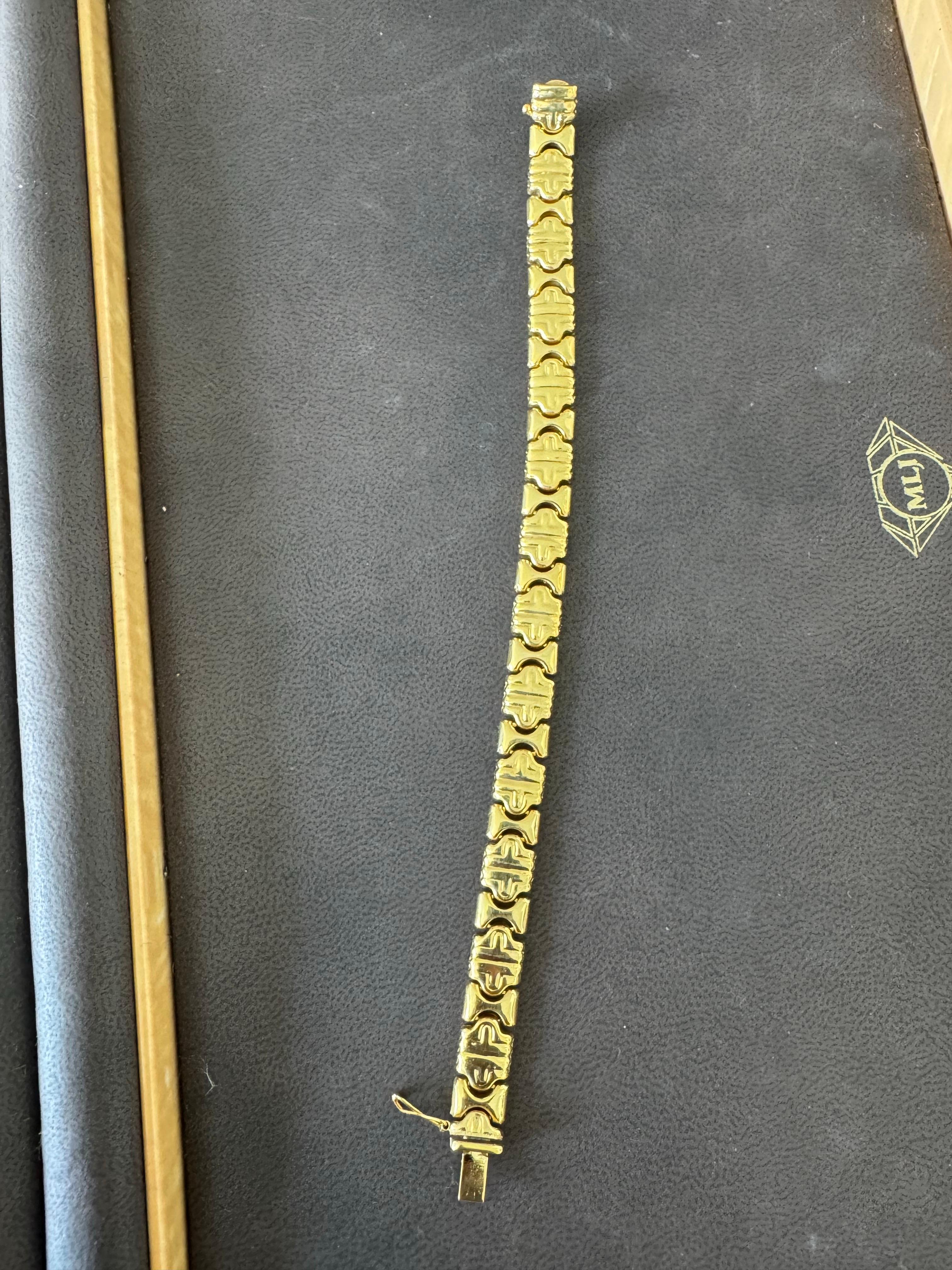 Vintage 14 Karat Yellow Gold 16.2Gm Parentesi link Bracelet Unisex, 7.5 