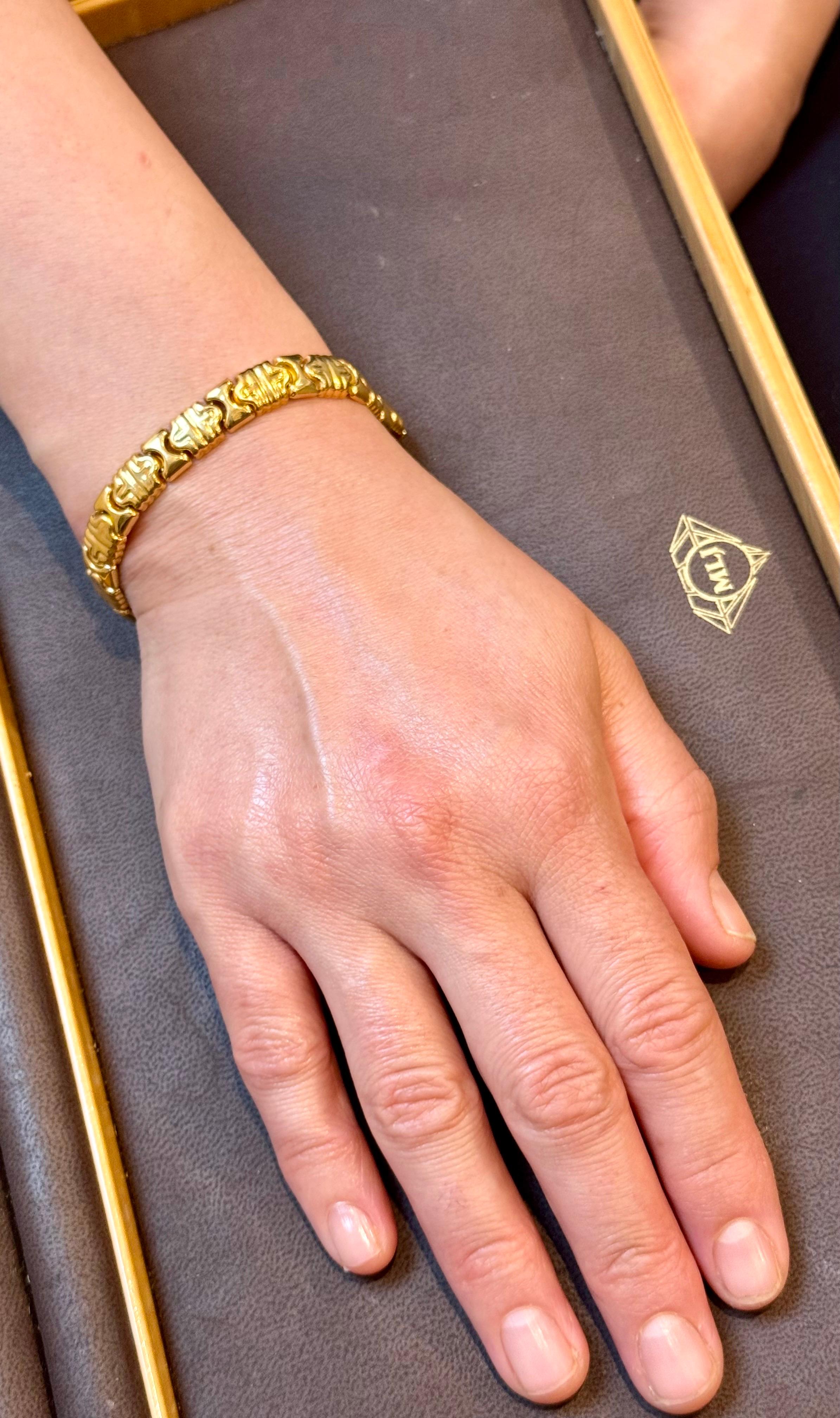 Vintage 14 Karat Yellow Gold 16.2Gm Parentesi link Bracelet Unisex, 7.5 
