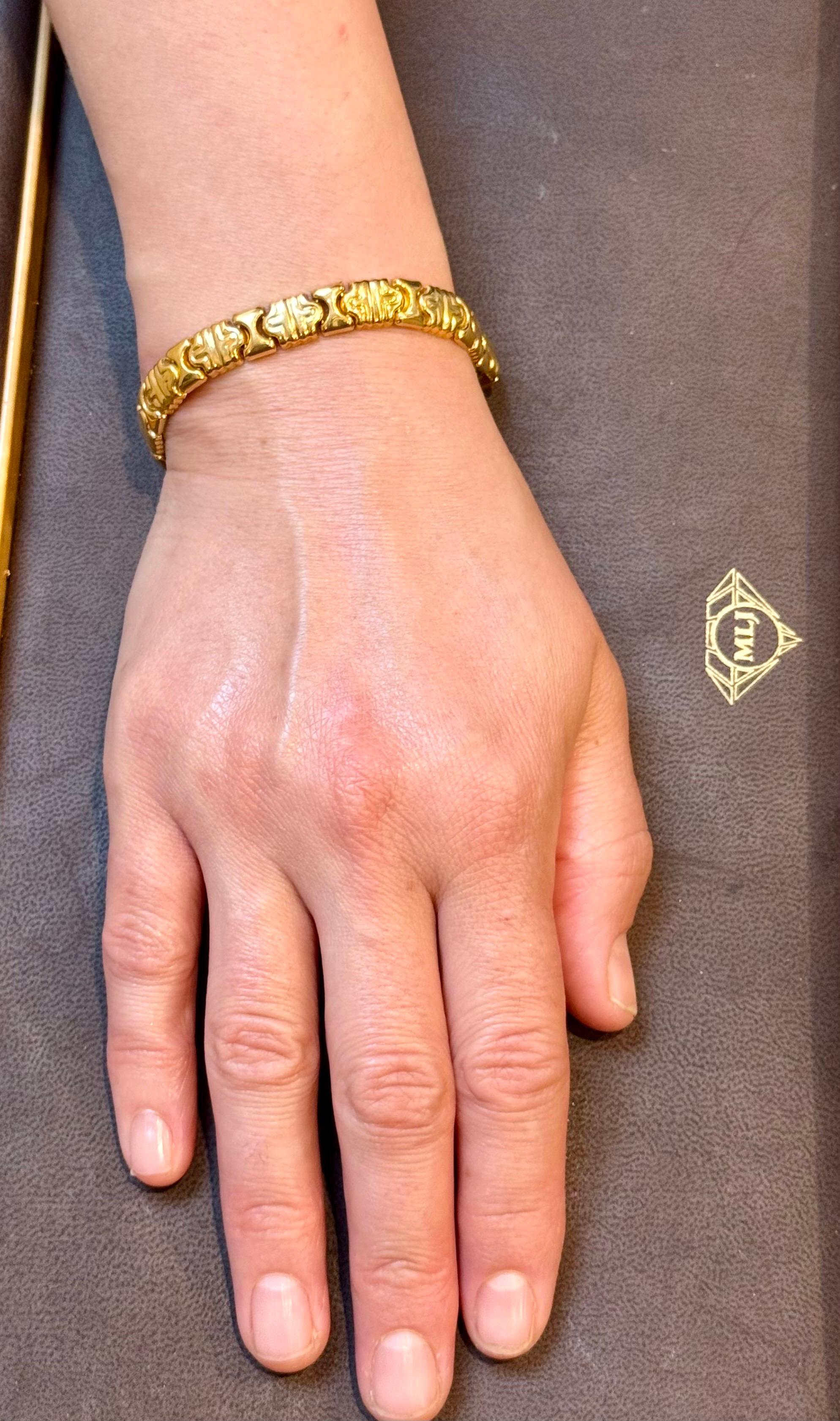 Vintage 14 Karat Yellow Gold 16.2Gm Parentesi link Bracelet Unisex, 7.5 