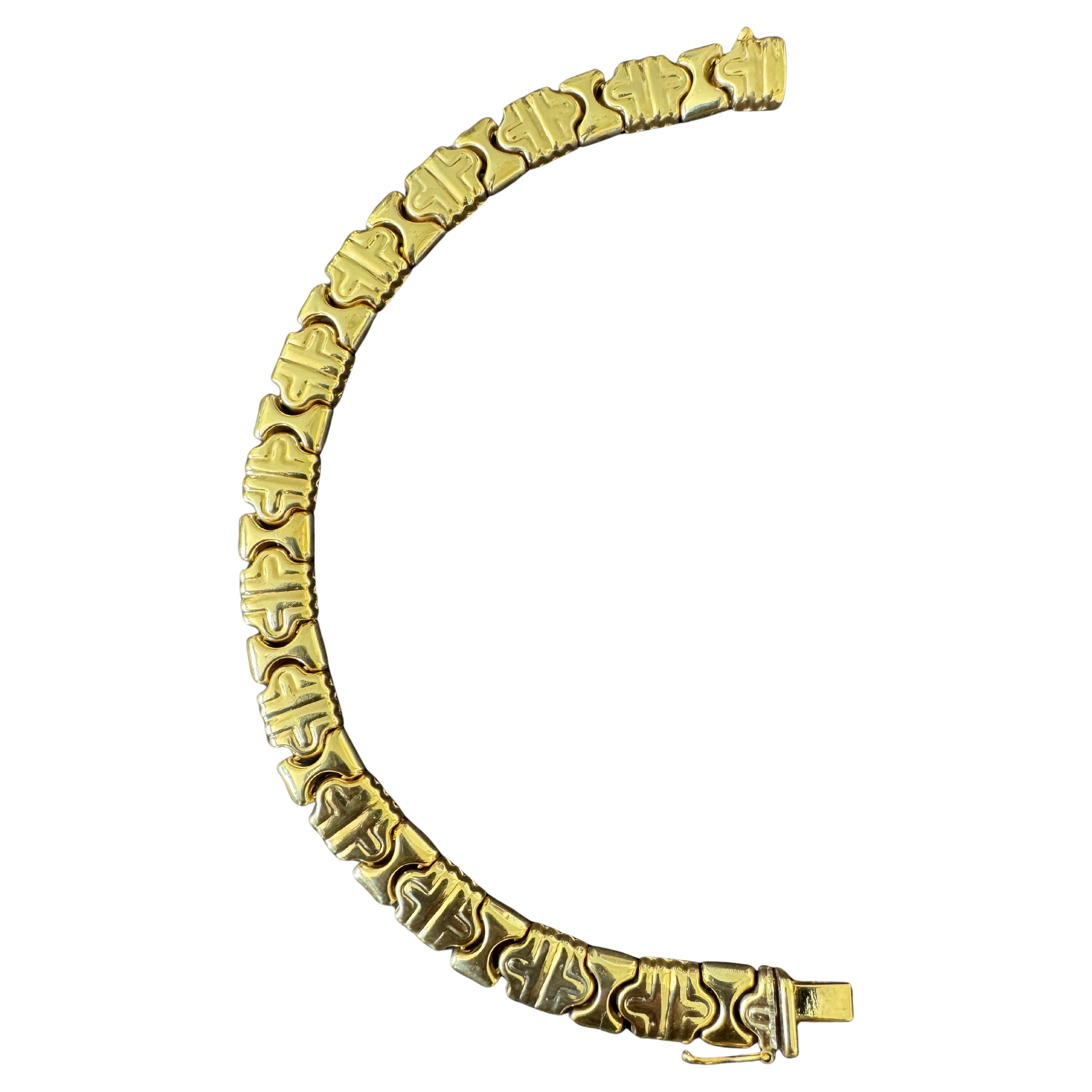 Vintage 14 Karat Yellow Gold 16.2Gm Parentesi link Bracelet Unisex, 7.5 ", Italy