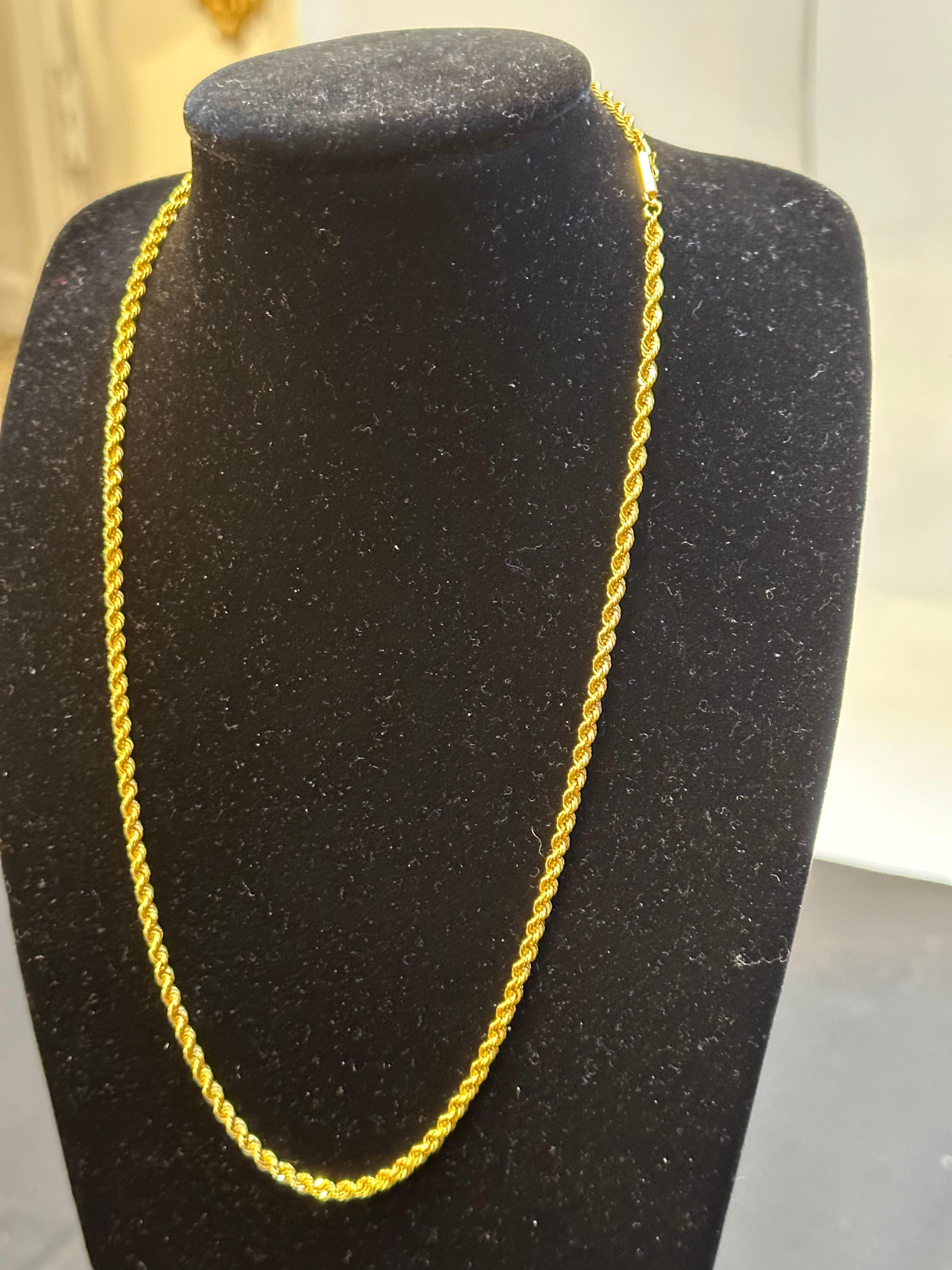 Vintage 14 Karat Yellow Gold 17 Gm, Rope Chain Necklace 9