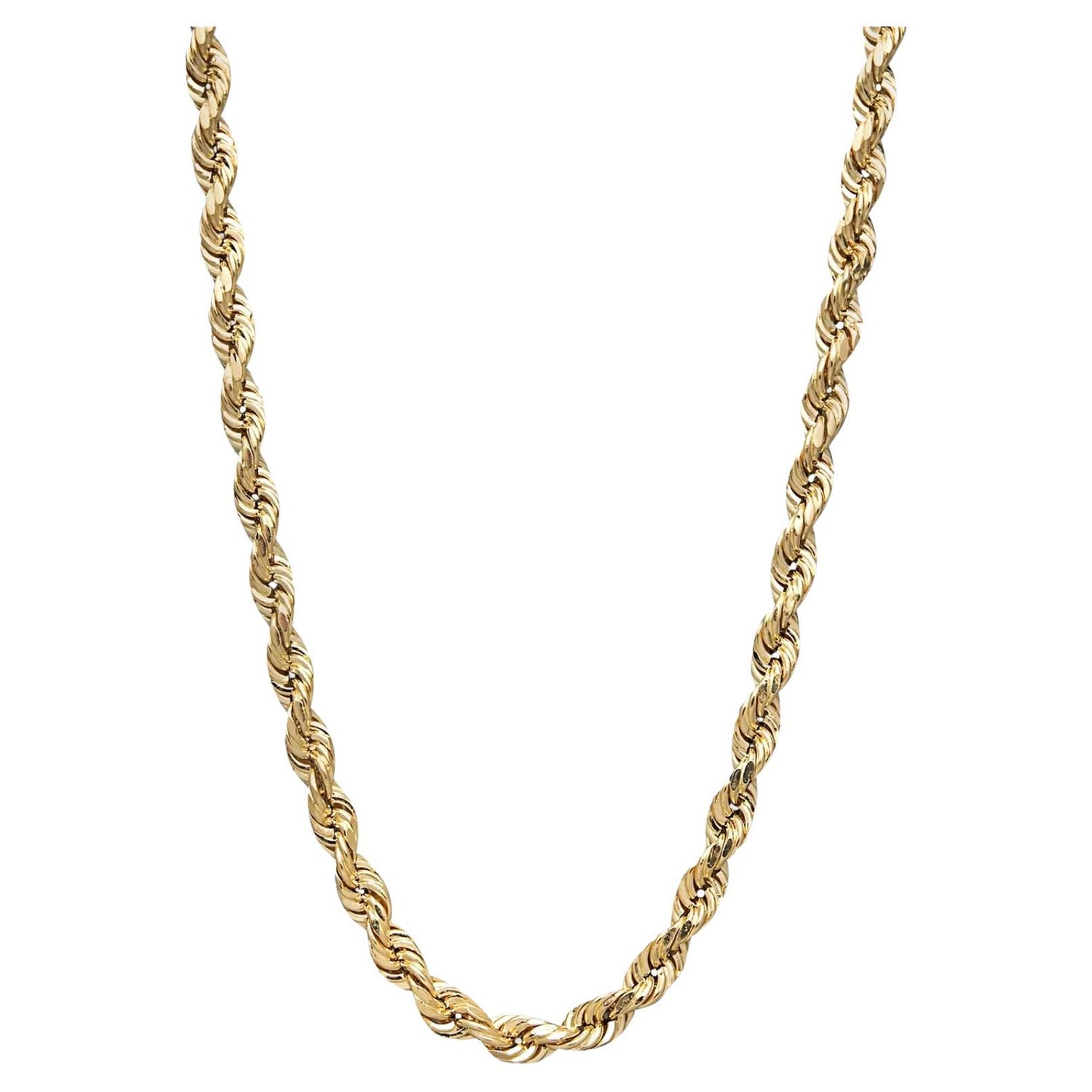 Gold Chunky Rope Necklace-Double Crossover Connector-Wheat Chain 28