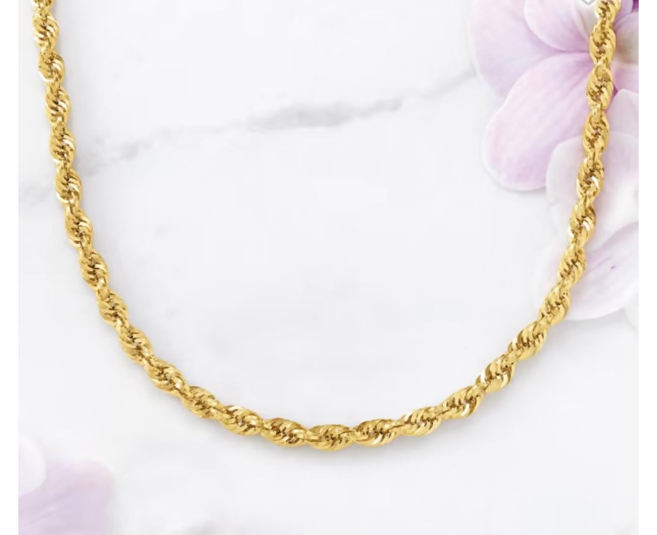 Vintage 14 Karat Yellow Gold 17 Gm, Rope Chain Necklace, 24 Inch long 2