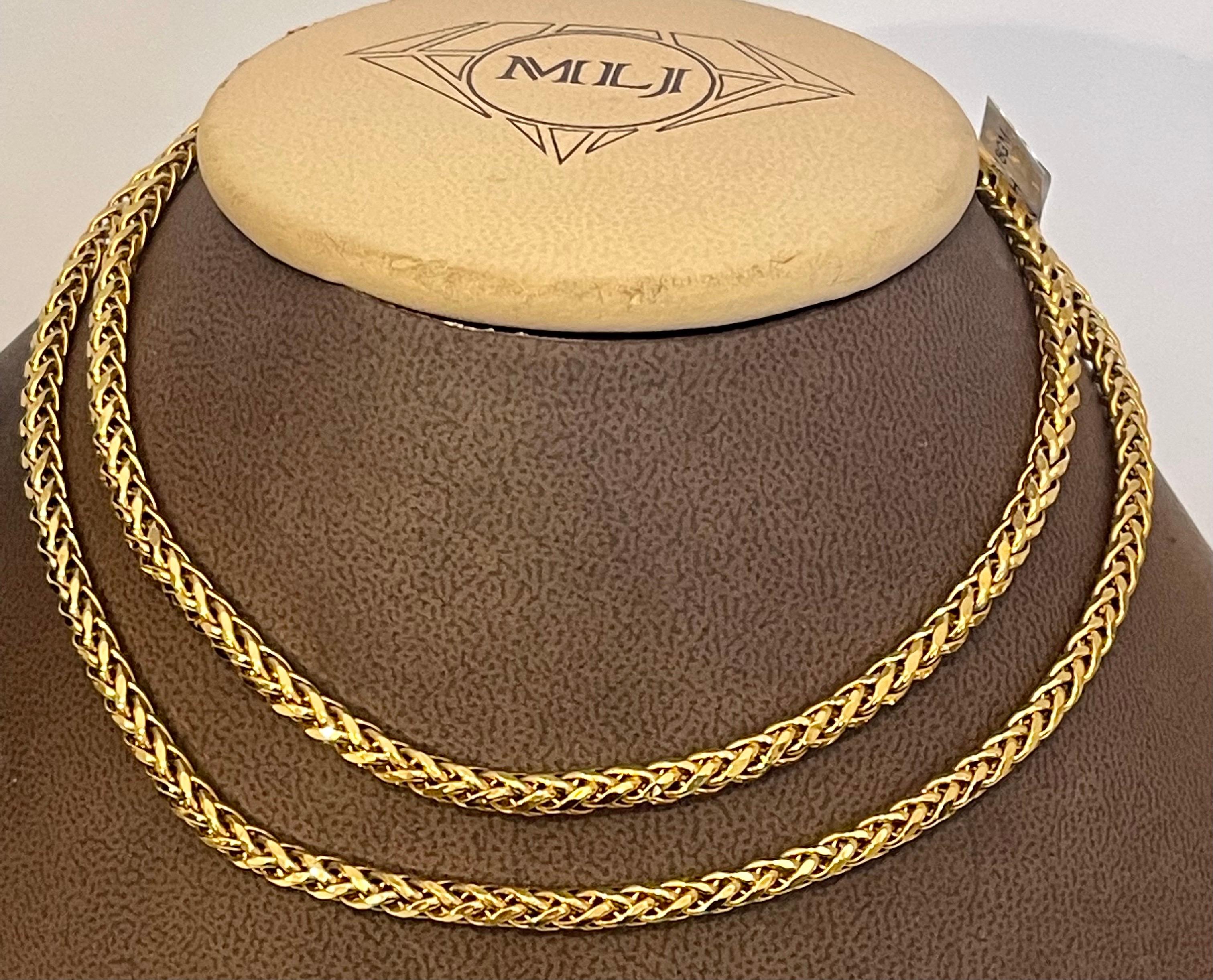 Vintage 14 Karat Yellow Gold 18 Gm Franco Chain Necklace In Excellent Condition In New York, NY