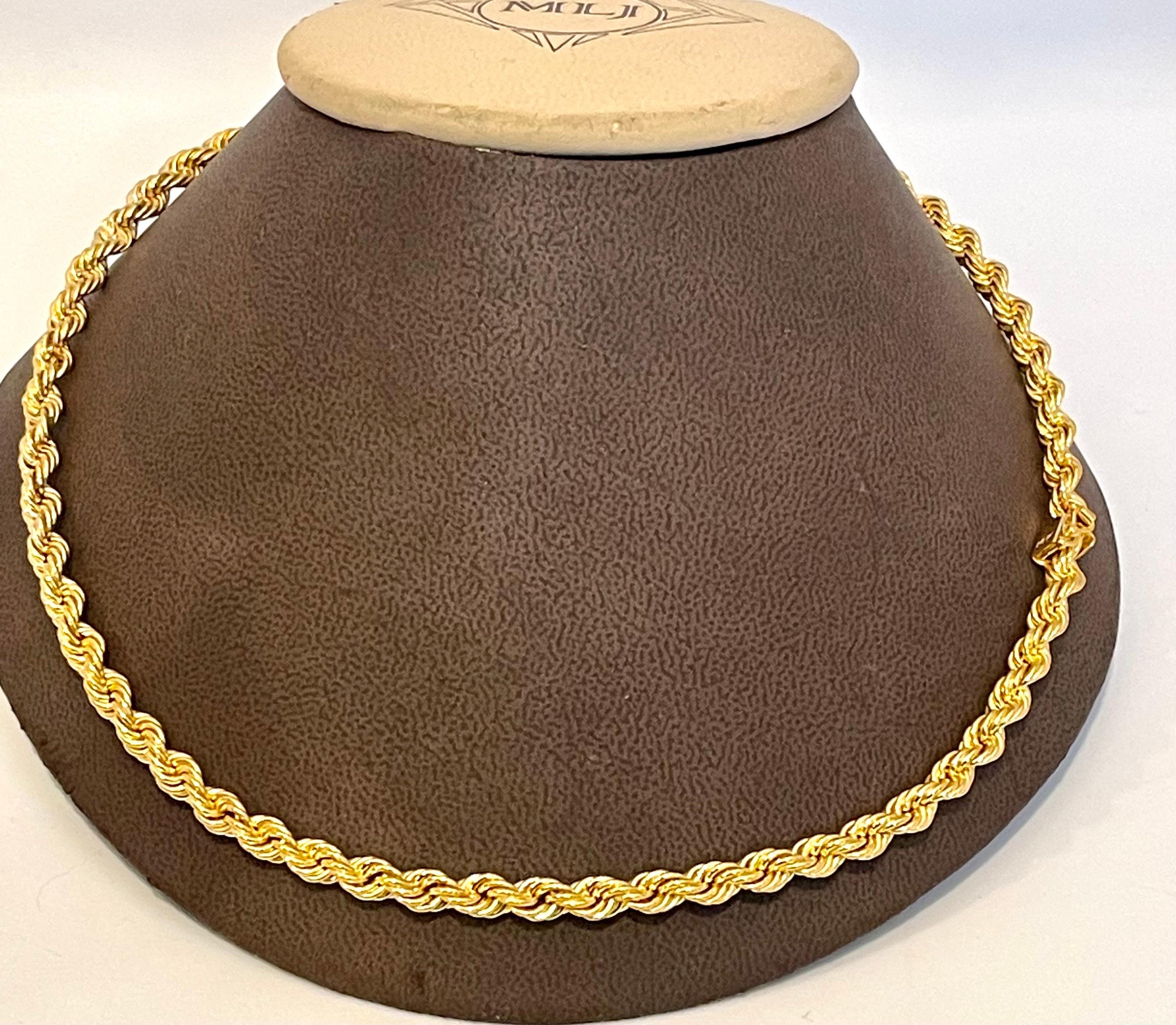 Vintage 14 Karat Yellow Gold 21 Gm, Rope Chain Necklace 1
