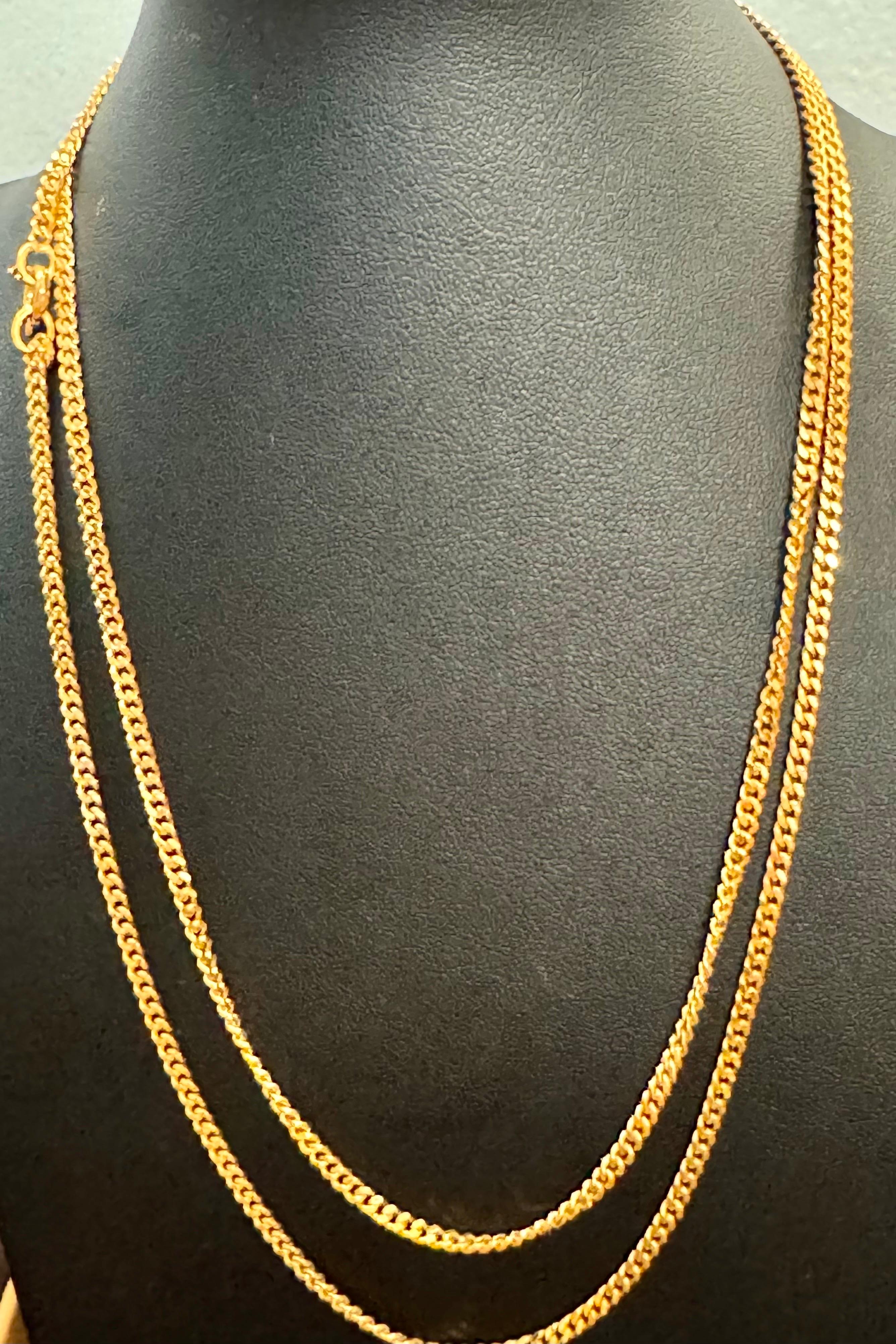 Collar de cadena vintage de oro amarillo de 14 quilates de 22 gm y 35 pulgadas de largo en venta 1