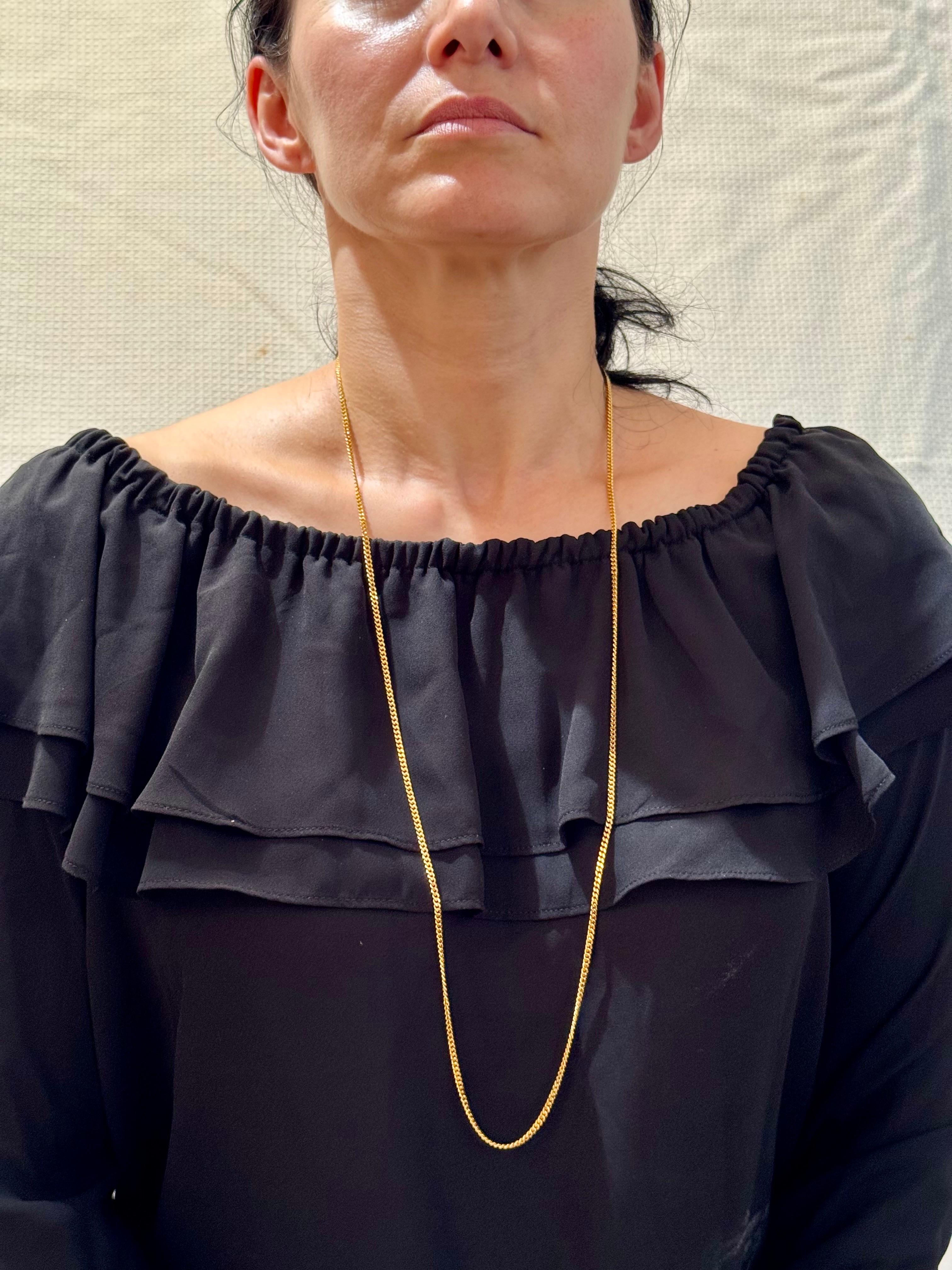 Collar de cadena vintage de oro amarillo de 14 quilates de 22 gm y 35 pulgadas de largo en venta 3