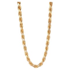 Vintage 14 Karat Yellow Gold 25 Gm, Rope Chain Necklace, 22 Inch Long