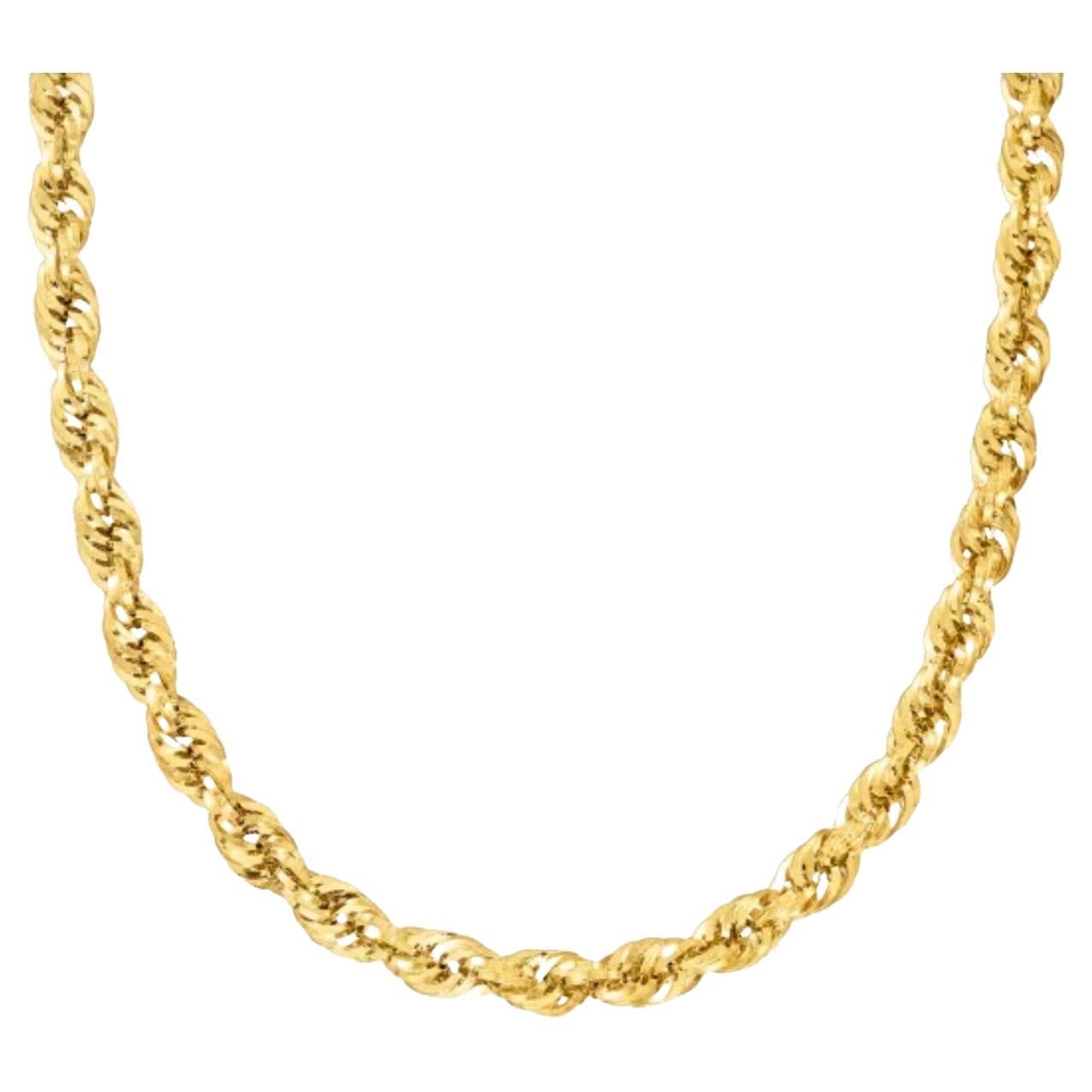 Collar de Cadena de Cuerda Vintage de Oro Amarillo de 14 Kilates de 25 Gm, 22 Pulgadas de Largo