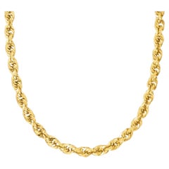 Vintage 14 Karat Yellow Gold 25 Gm, Rope Chain Necklace, 22 Inch Long