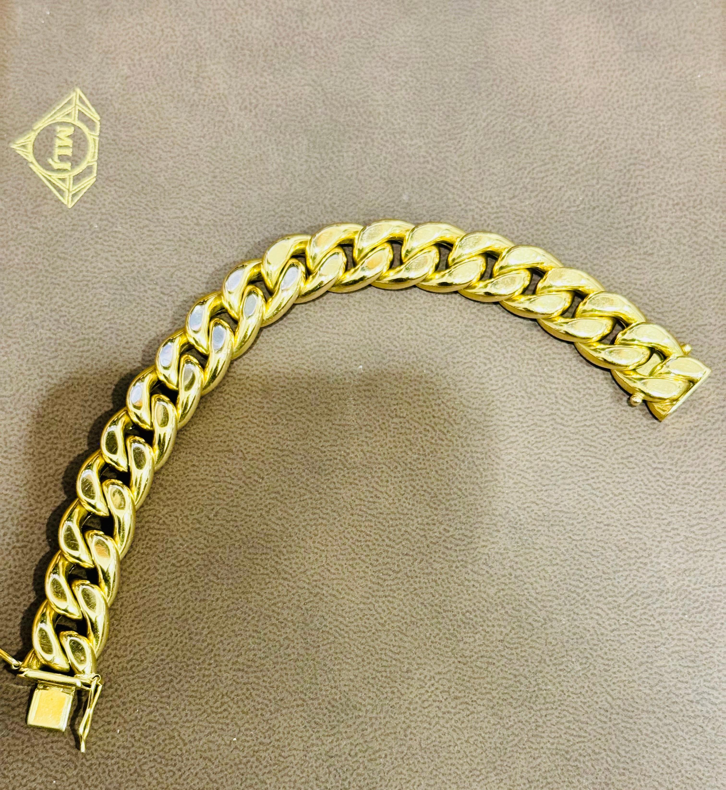 Vintage 14 Karat Yellow Gold 33.4Gm Cuban link Bracelet Unisex, 7.75 INCH For Sale 9