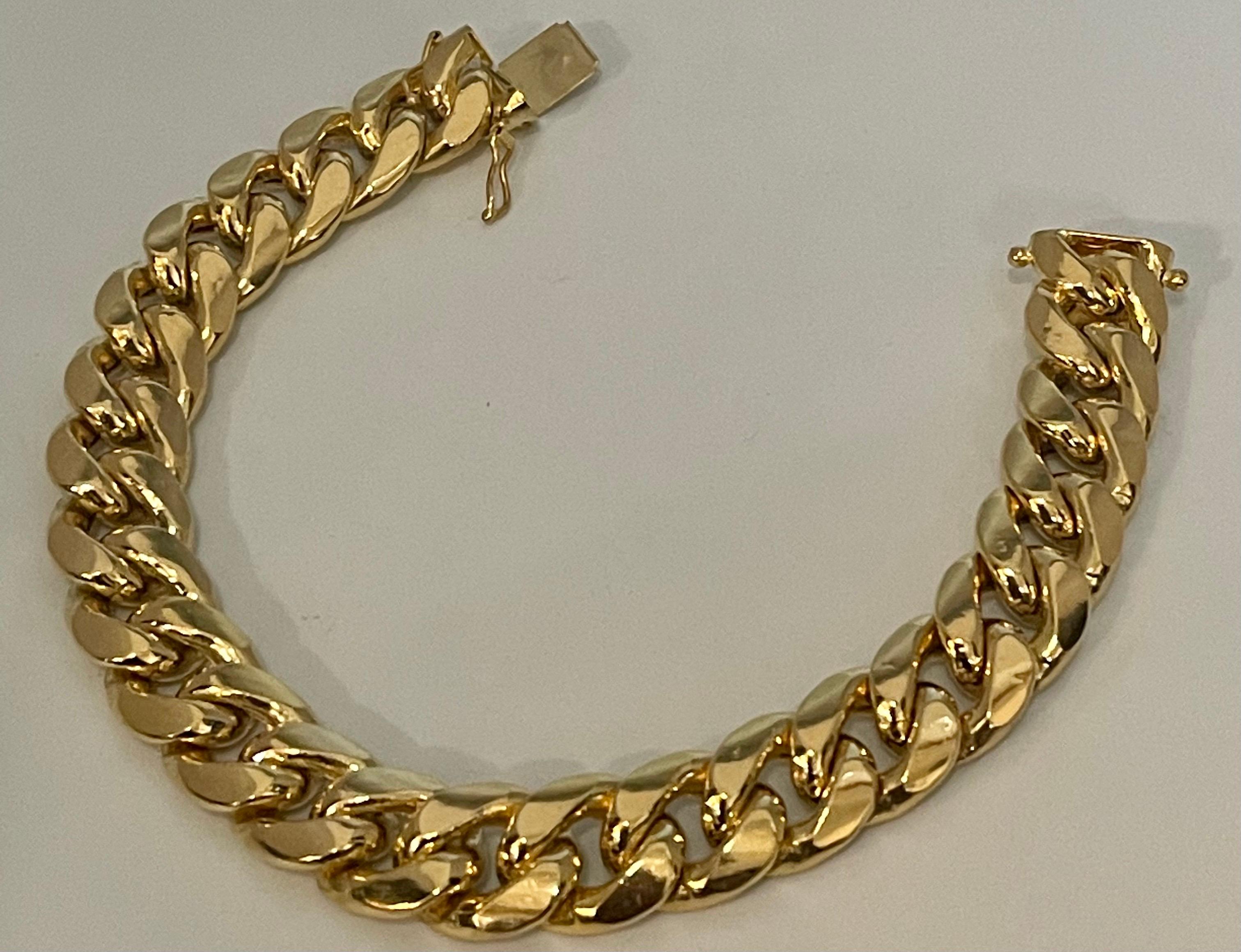 Vintage 14 Karat Yellow Gold 33.4Gm Cuban link Bracelet Unisex, 7.75 INCH For Sale 1