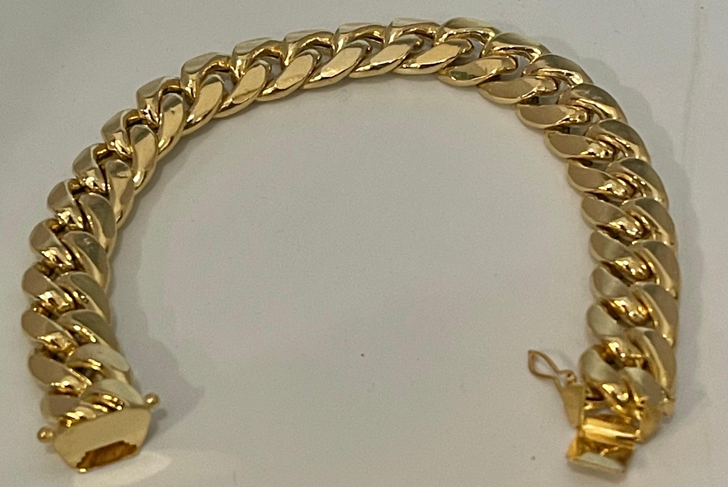Vintage 14 Karat Yellow Gold 33.4Gm Cuban link Bracelet Unisex, 7.75 INCH For Sale 2