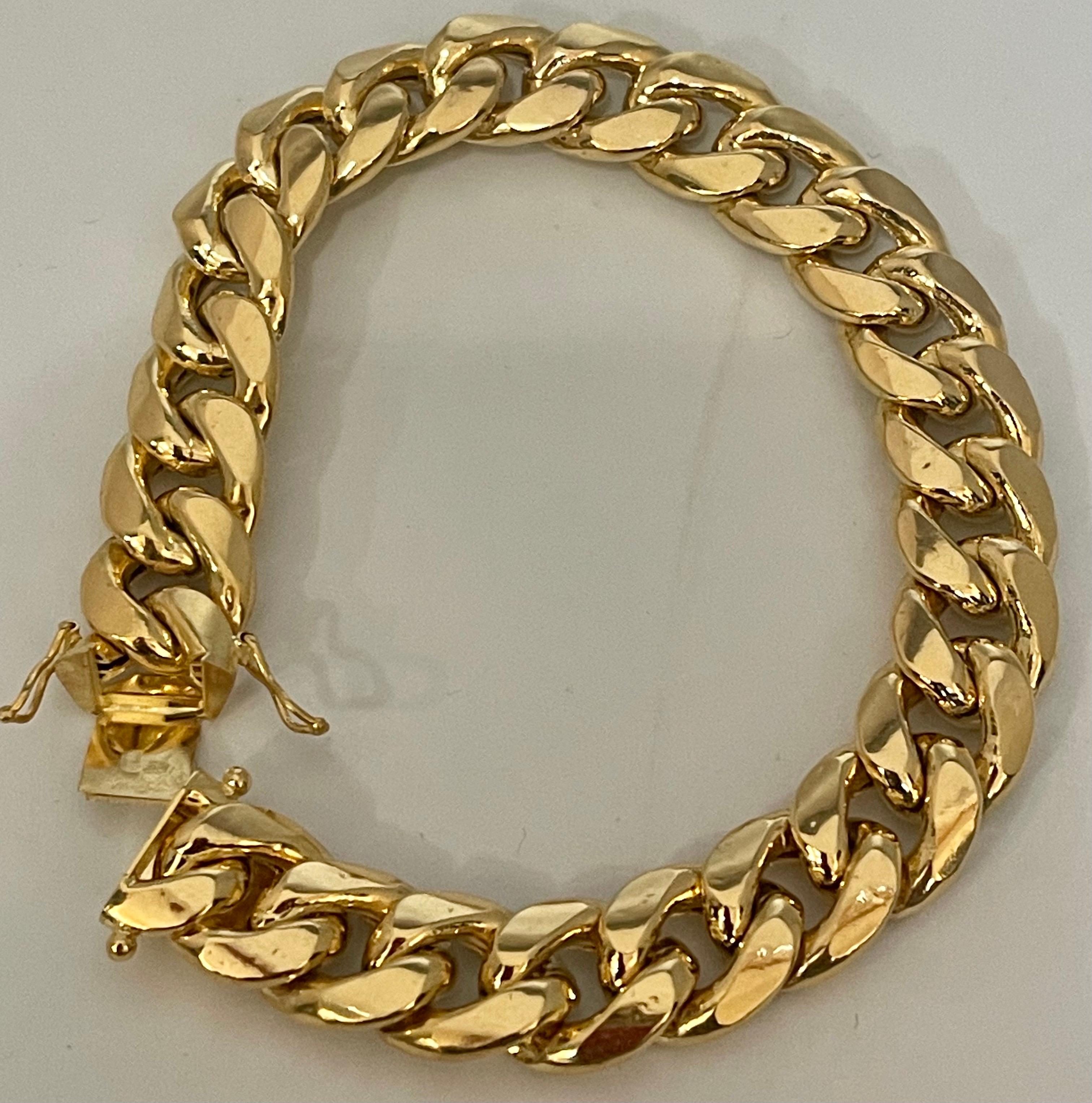 Vintage 14 Karat Yellow Gold 33.4Gm Cuban link Bracelet Unisex, 7.75 INCH For Sale 3