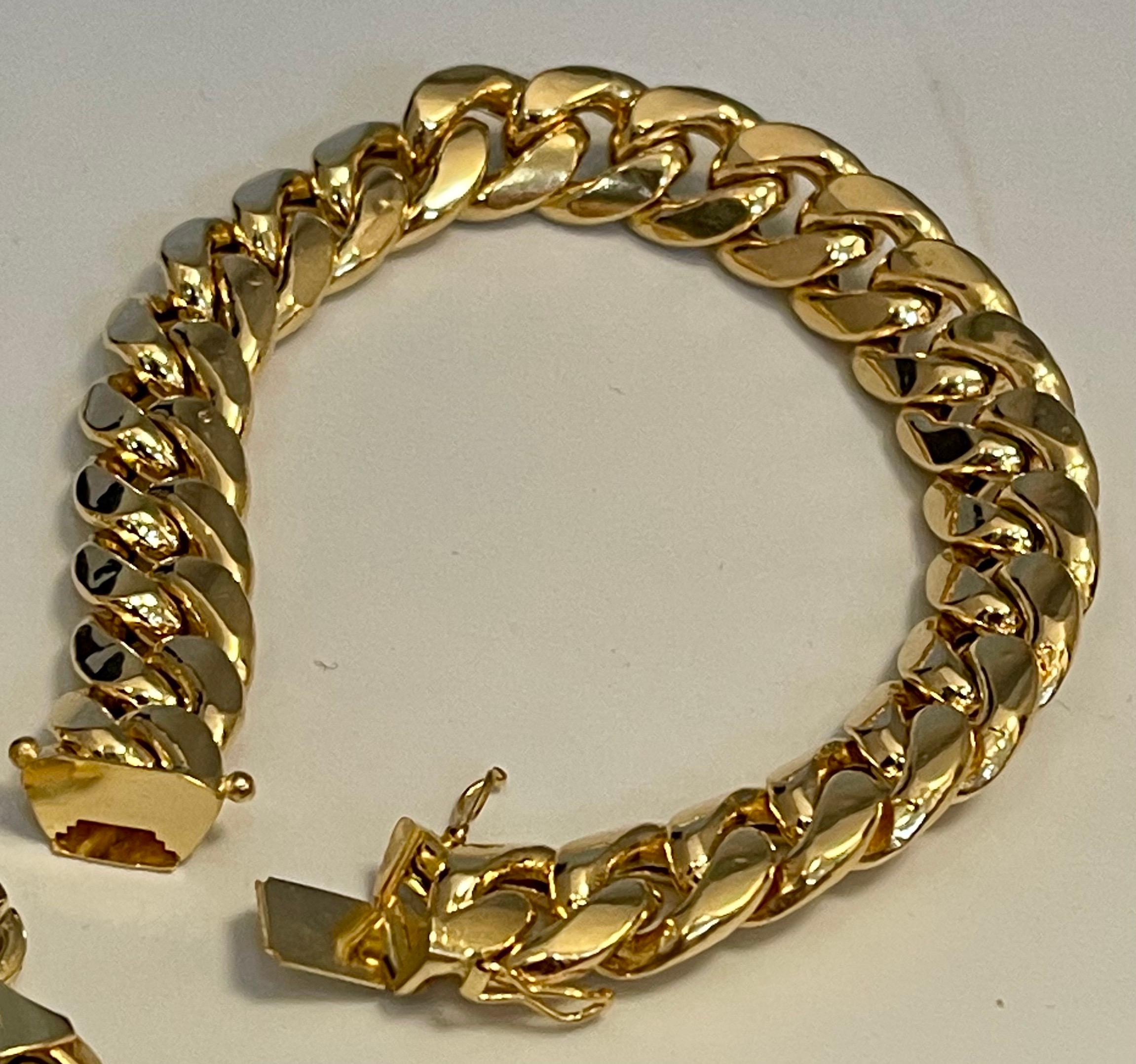 Vintage 14 Karat Yellow Gold 33.4Gm Cuban link Bracelet Unisex, 7.75 INCH For Sale 4