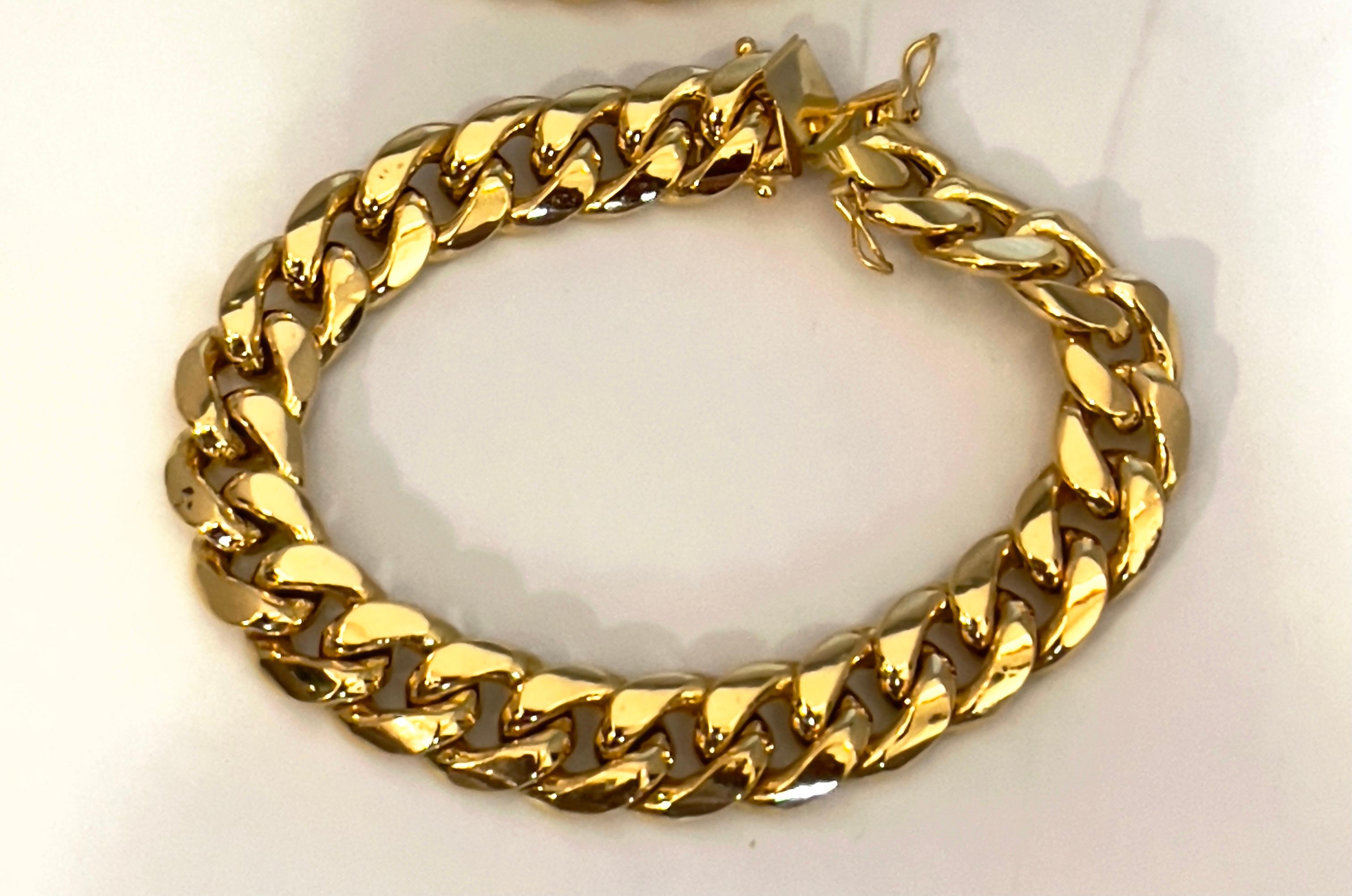 Vintage 14 Karat Yellow Gold 33.4Gm Cuban link Bracelet Unisex, 7.75 INCH For Sale 5