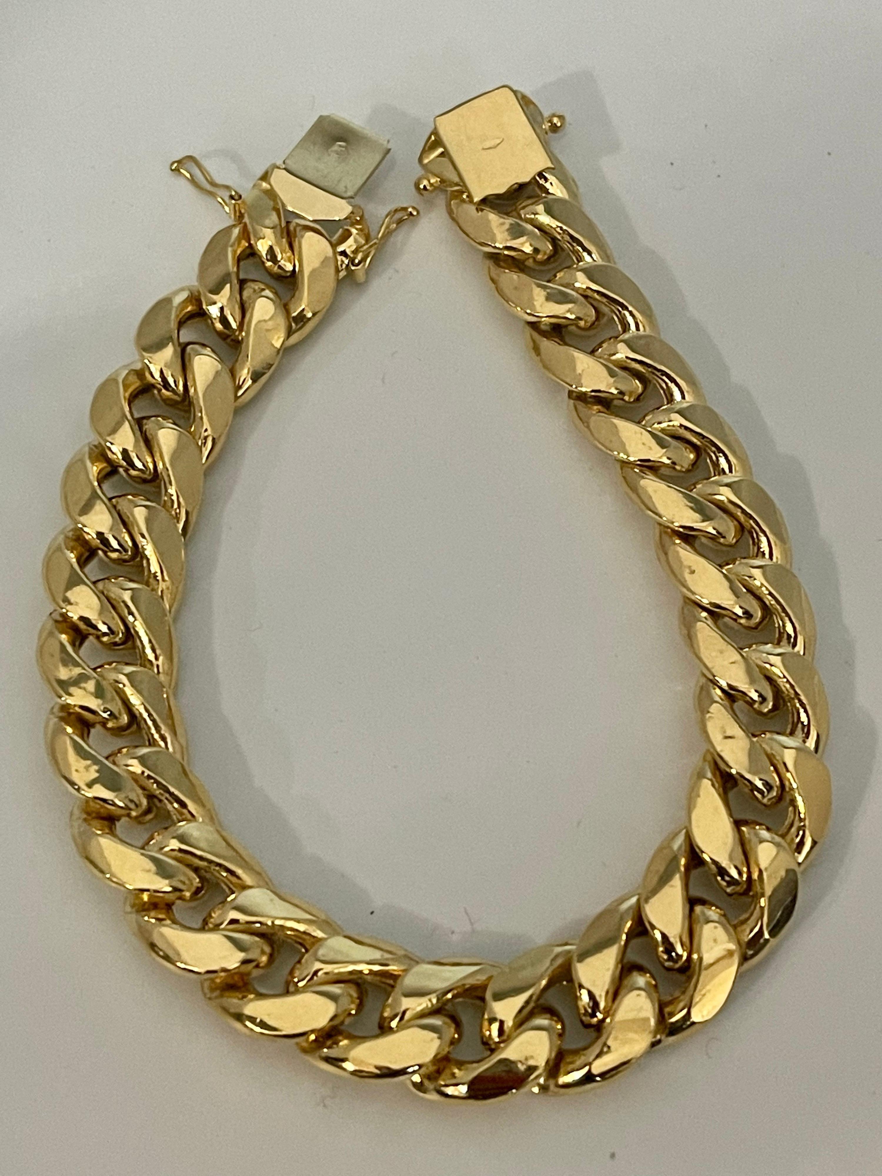 Vintage 14 Karat Yellow Gold 33.4Gm Cuban link Bracelet Unisex, 7.75 INCH For Sale 6
