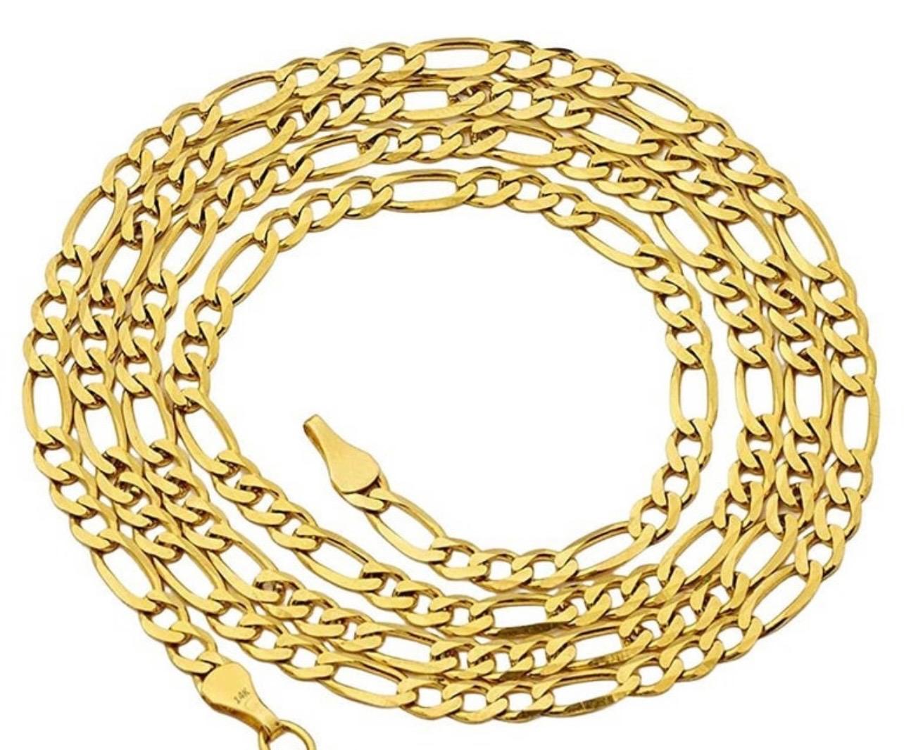 Vintage 14 Karat Yellow Gold 4 Gm 3 mm Figaro Chain Necklace,  18