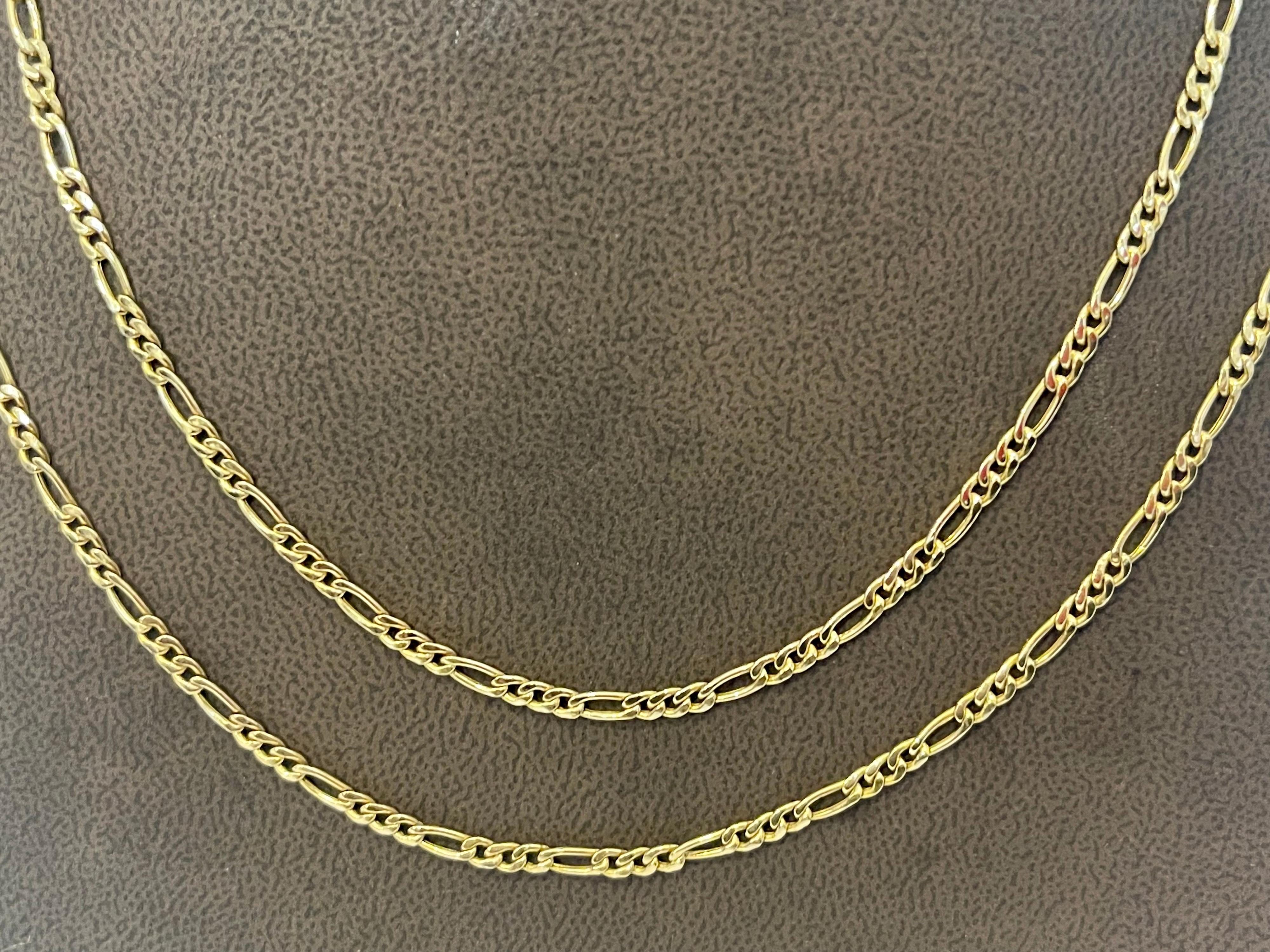 Vintage 14 Karat Yellow Gold 4 Gm Figaro Chain Necklace In Excellent Condition For Sale In New York, NY