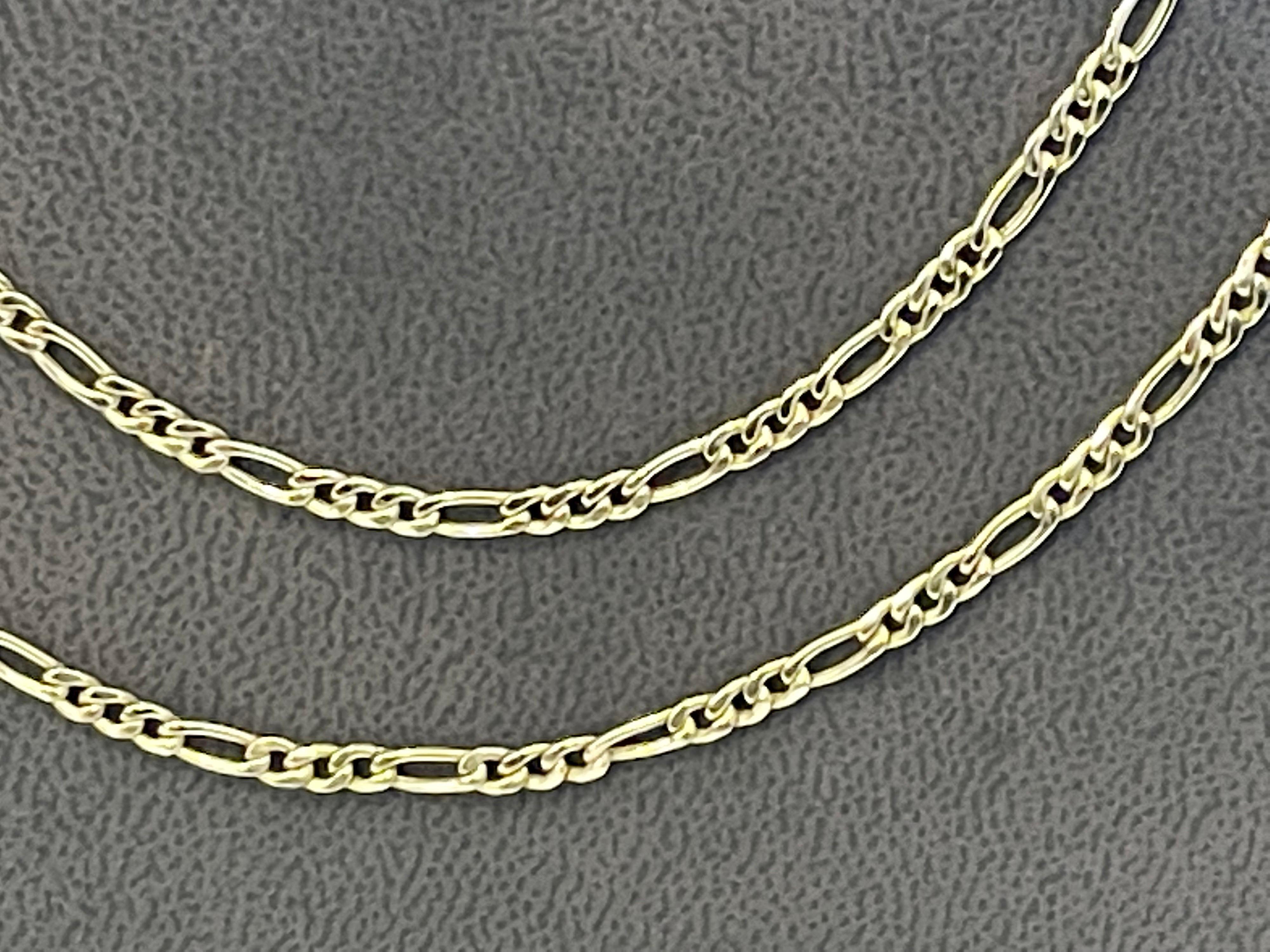 Women's or Men's Vintage 14 Karat Yellow Gold 4 Gm Figaro Chain Necklace For Sale
