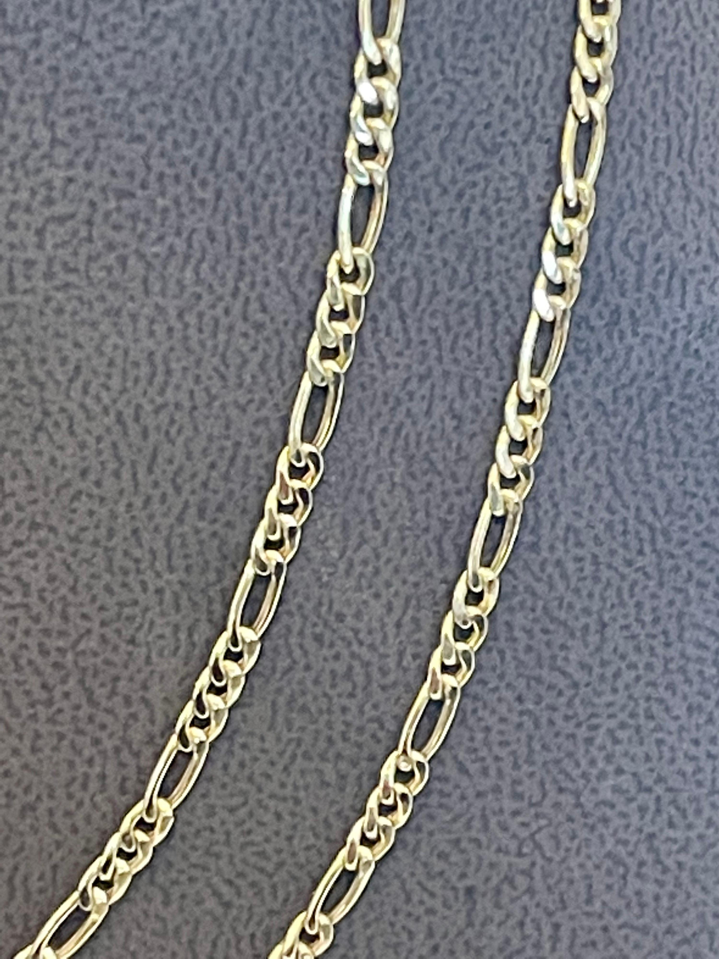 Vintage 14 Karat Yellow Gold 4 Gm Figaro Chain Necklace For Sale 1