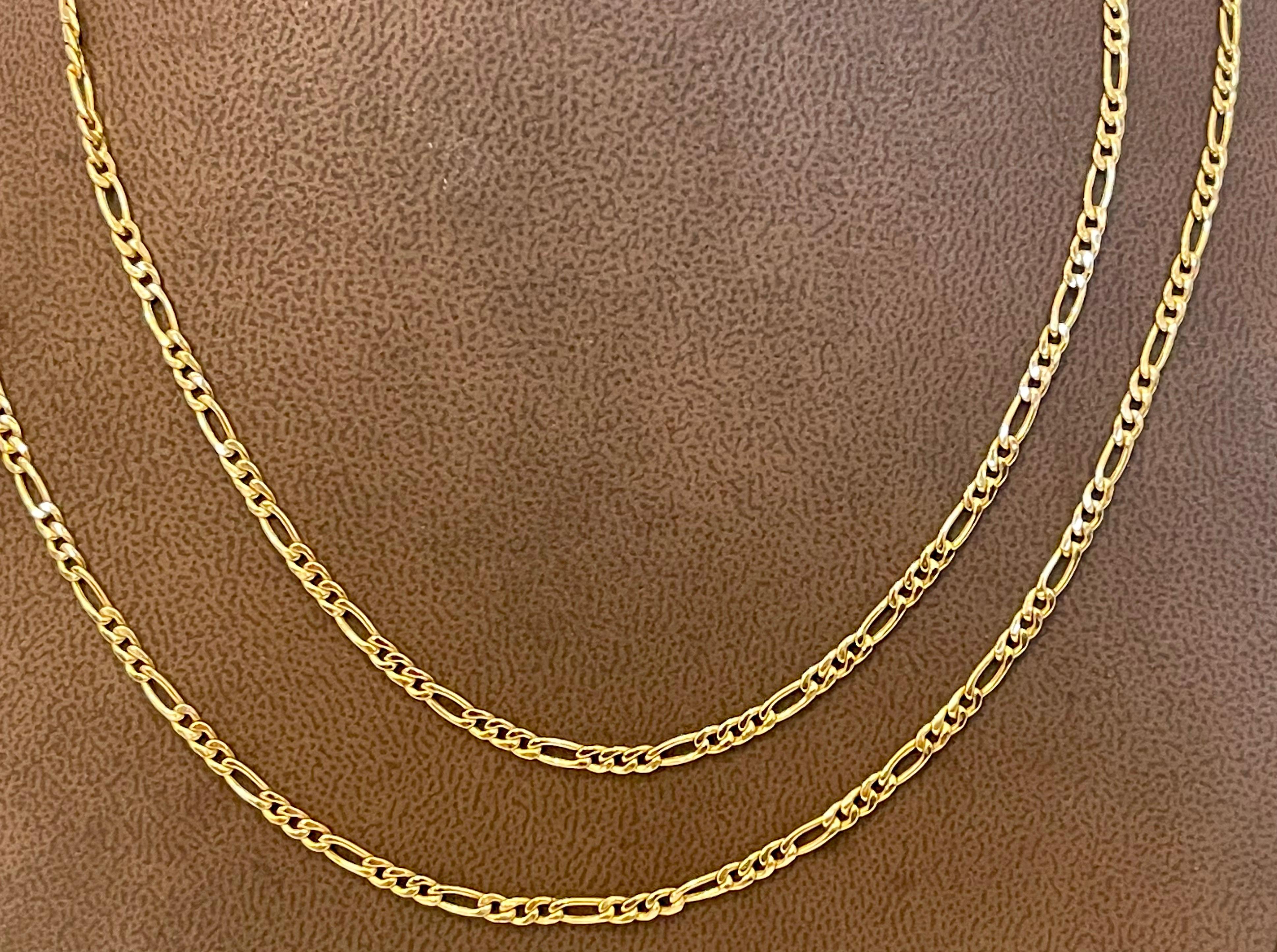 Vintage 14 Karat Yellow Gold 4 Gm Figaro Chain Necklace For Sale 2