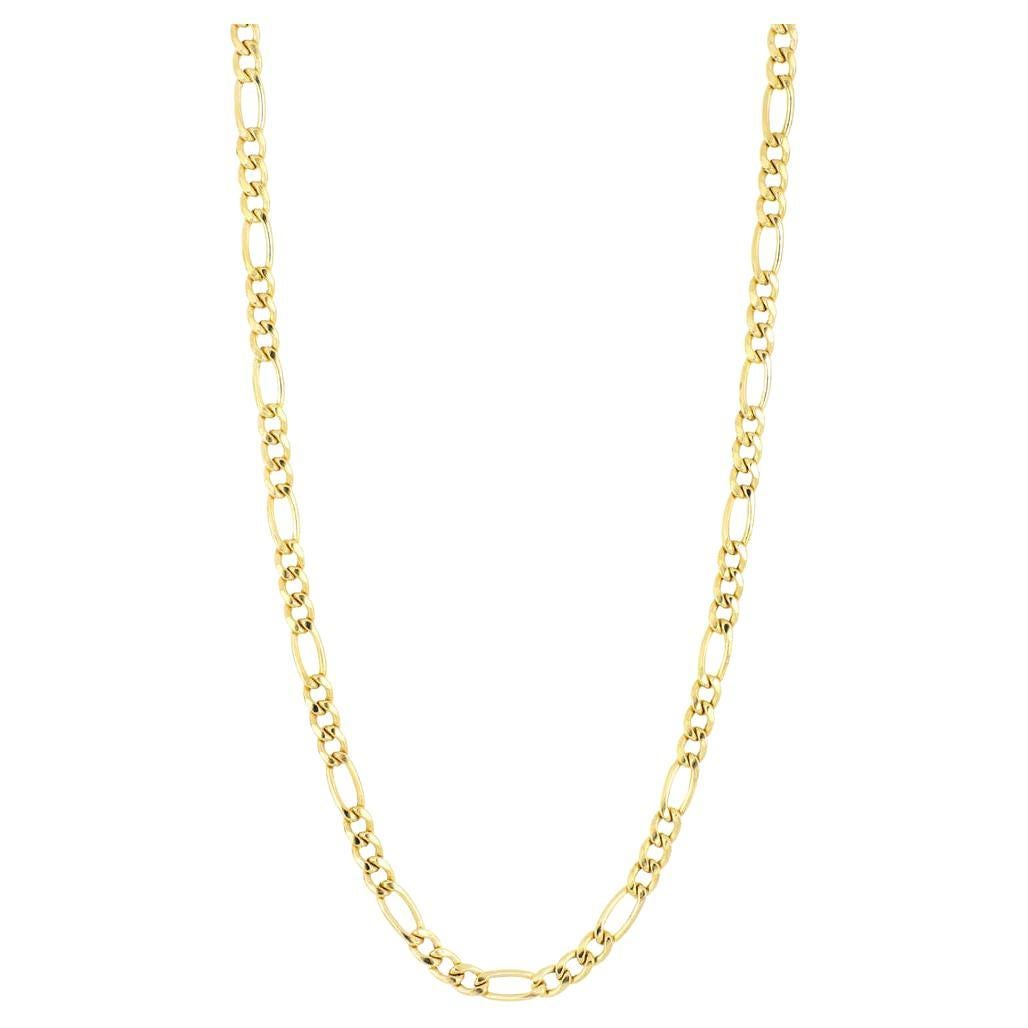 Vintage 14 Karat Yellow Gold 4 Gm Figaro Chain Necklace For Sale