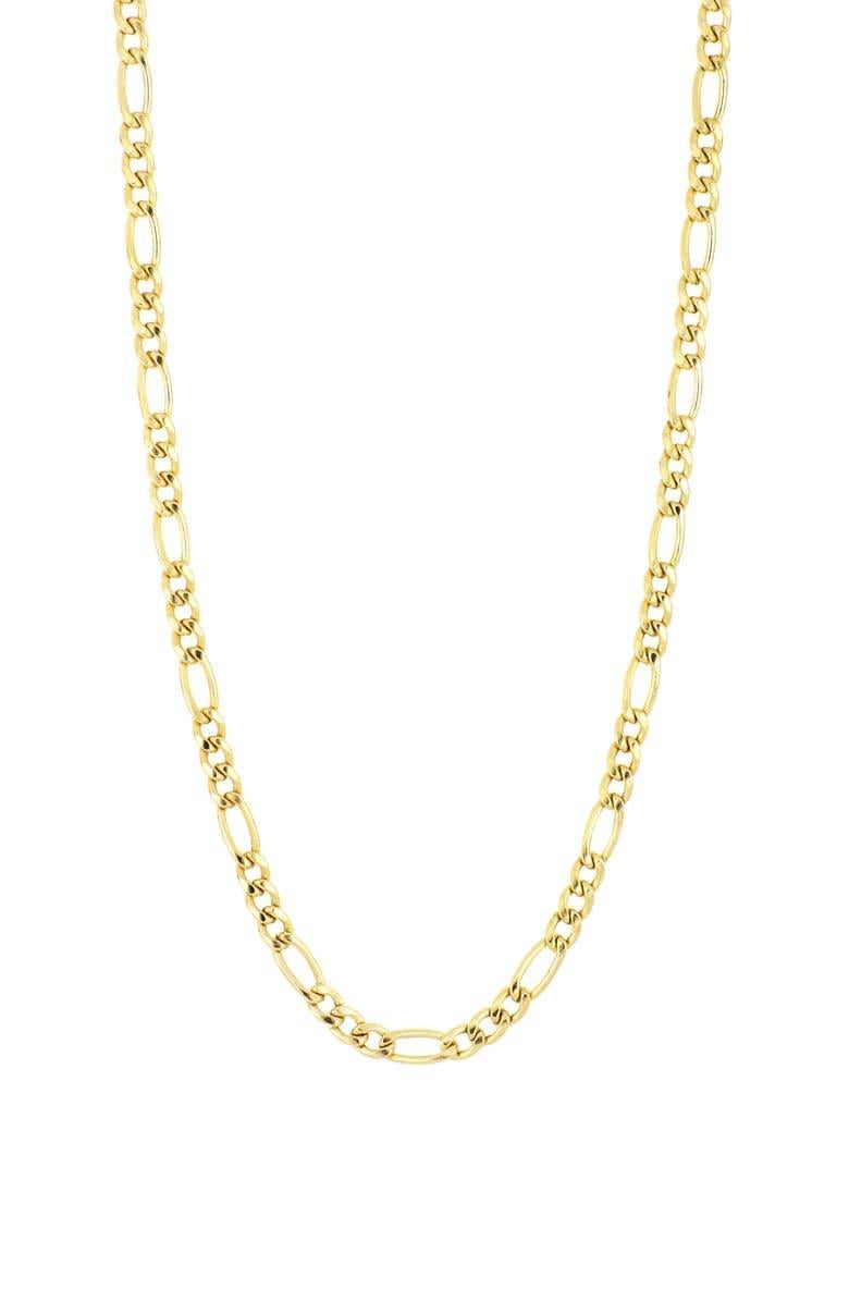 Vintage 14 Karat Yellow Gold 4 Gm 3 mm Figaro Chain Necklace, 
3 MM wide
20 Inches long Necklace

Weight of the Necklace is 4 Grams 

Please look at all the pictures
Its very hard to capture the true color and luster of the Necklace , I have tried