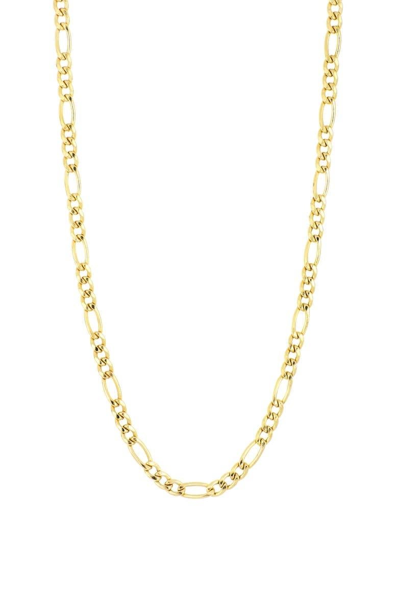 Collana vintage in oro giallo 14 carati con catena Figaro da 3 mm e 4 grammi, 
3 MM di larghezza
Collana lunga 20 pollici

Il peso della collana è di 4 grammi 

Si prega di guardare tutte le immagini
È molto difficile catturare il vero colore e la