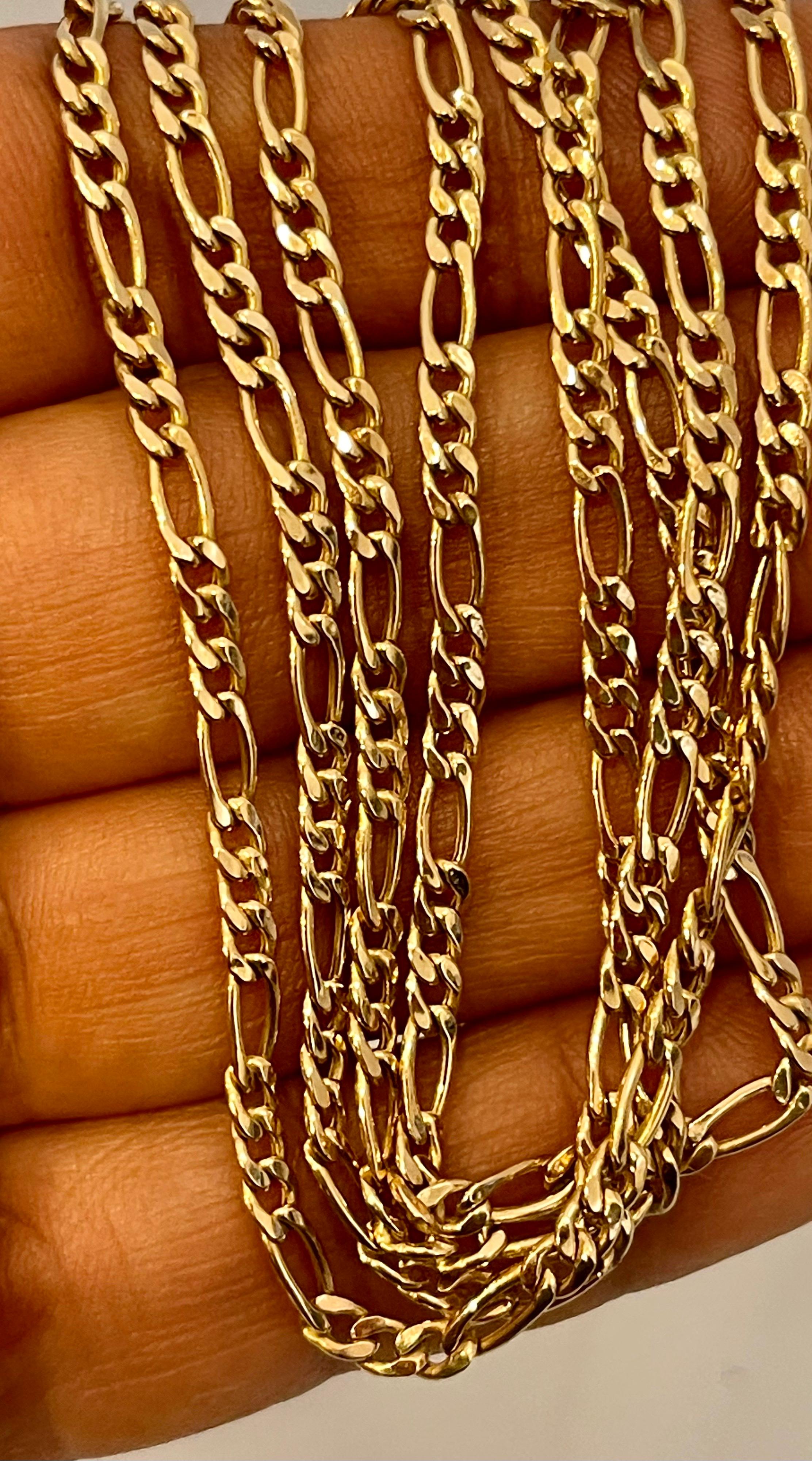da uomo o donna Collana vintage con catena Figaro in oro giallo 14 carati da 4 gm in vendita
